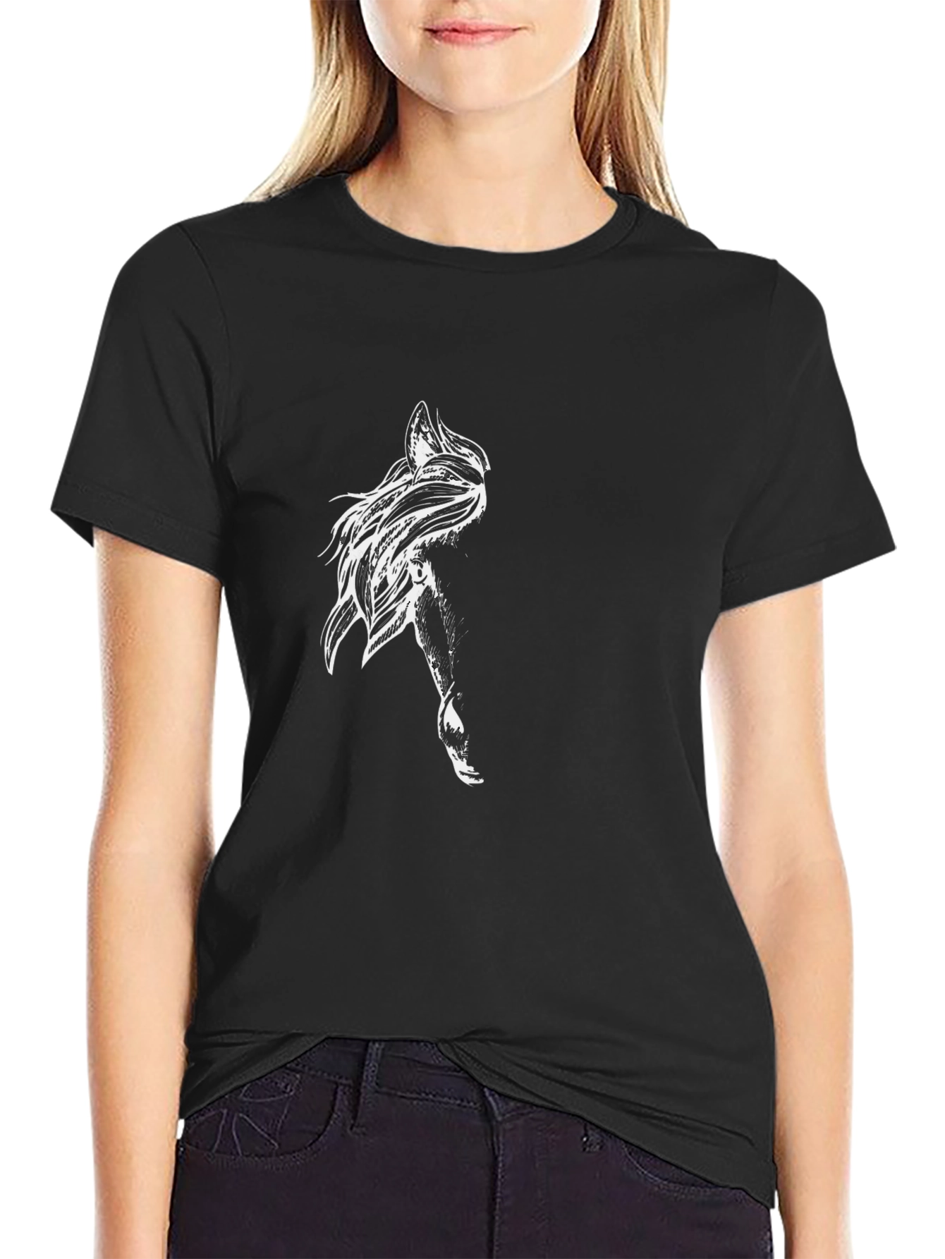Mens Black Graphic Tee - Abstract Art