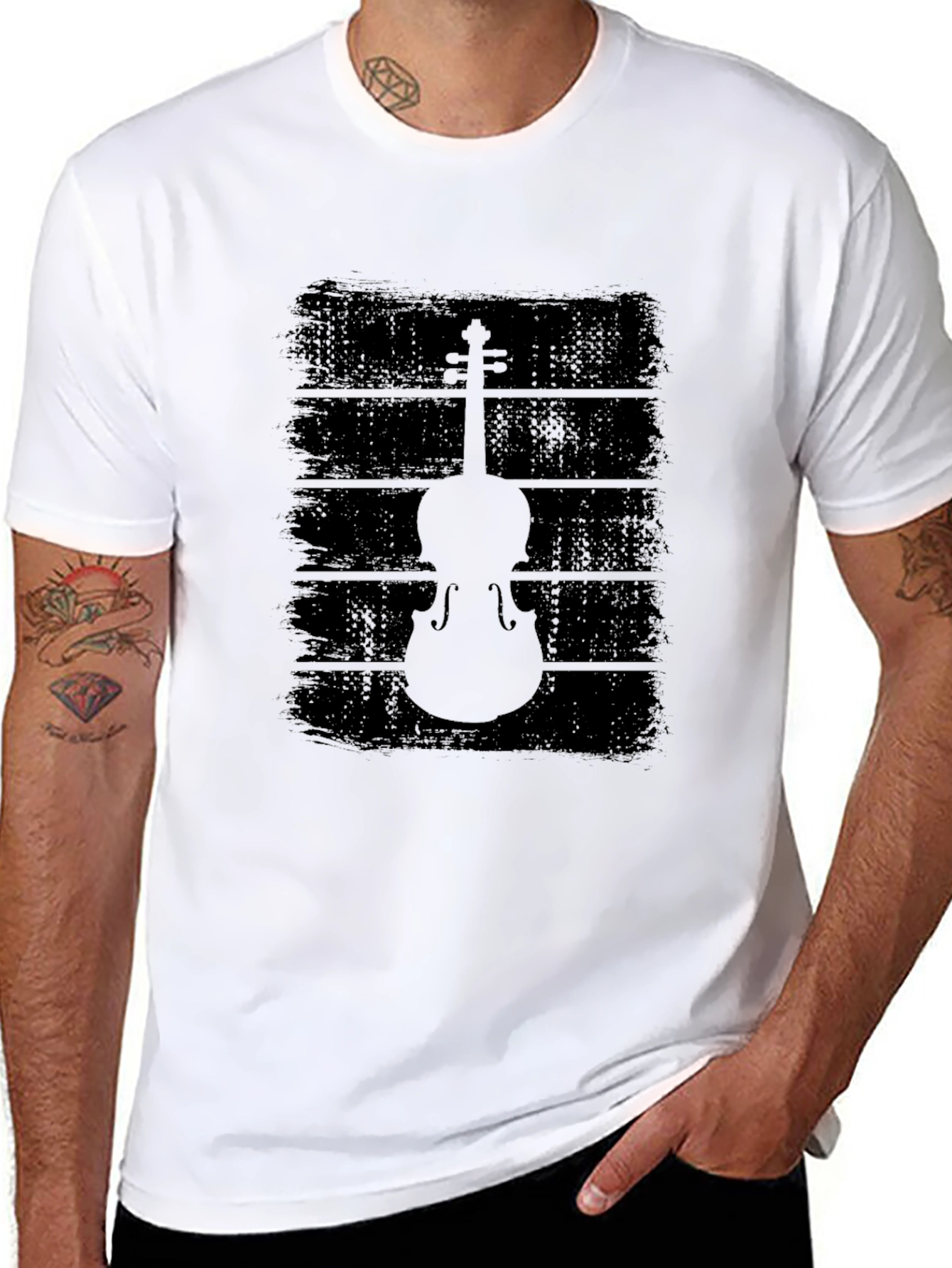 Violin Graphic Black T-Shirt - Musical Style