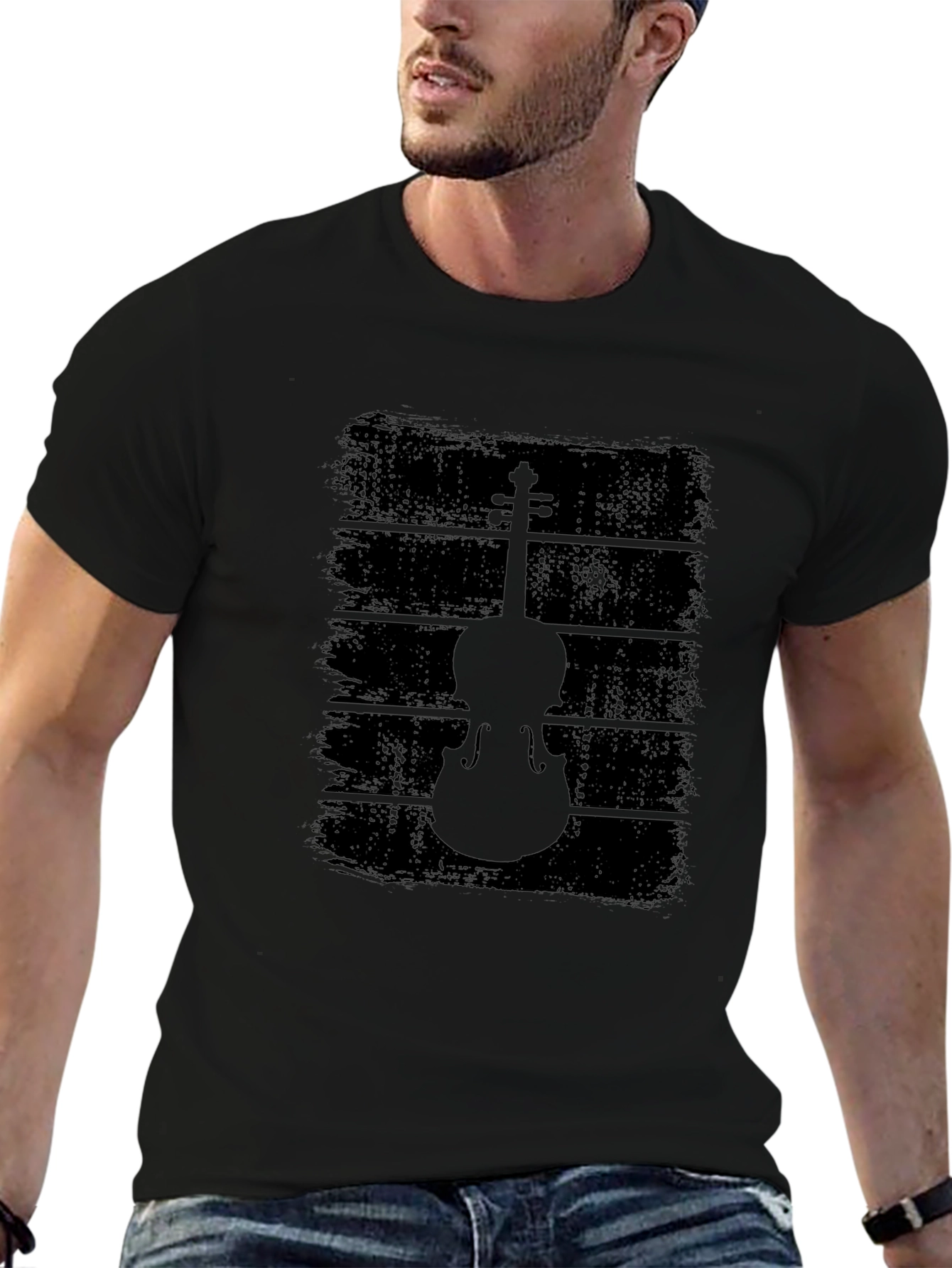 Violin Graphic Black T-Shirt - Musical Style