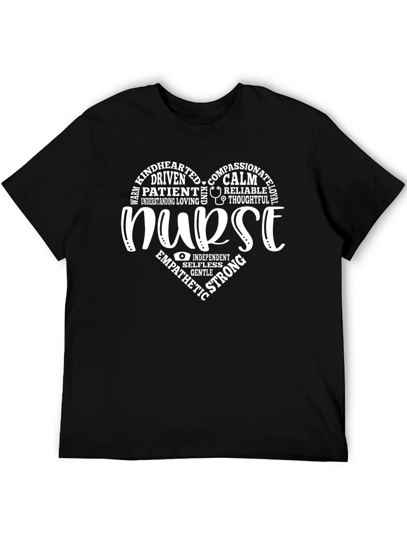 Nurse Heart Word Art Graphic T-Shirt