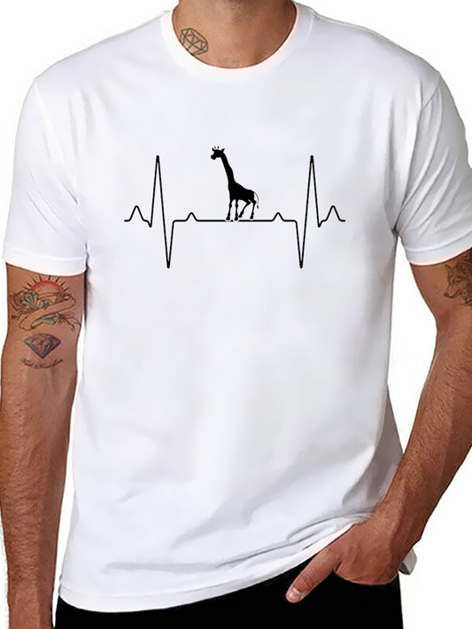 Giraffe Heartbeat Graphic Tee - Black