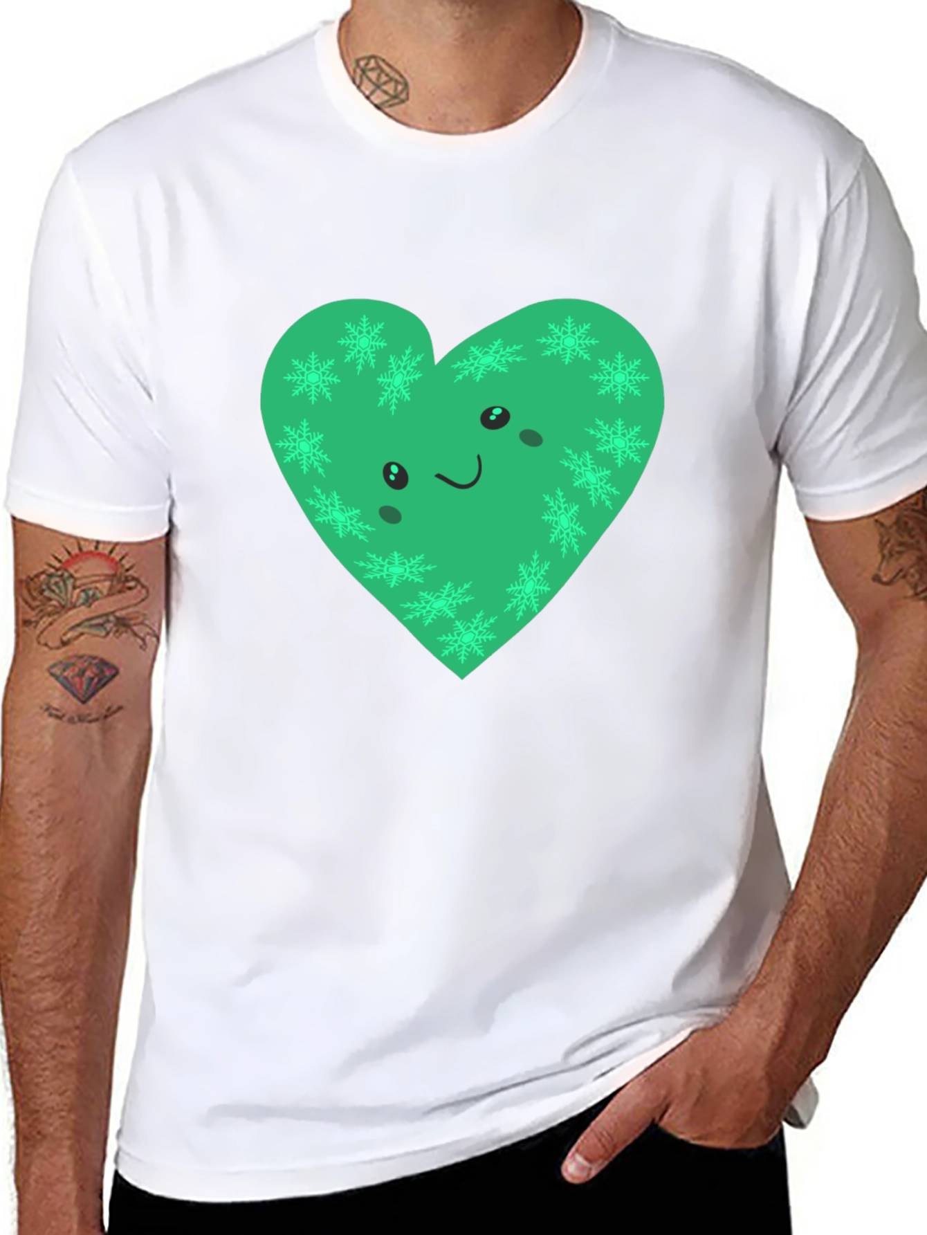 Green Heart Snowflake Graphic Tee