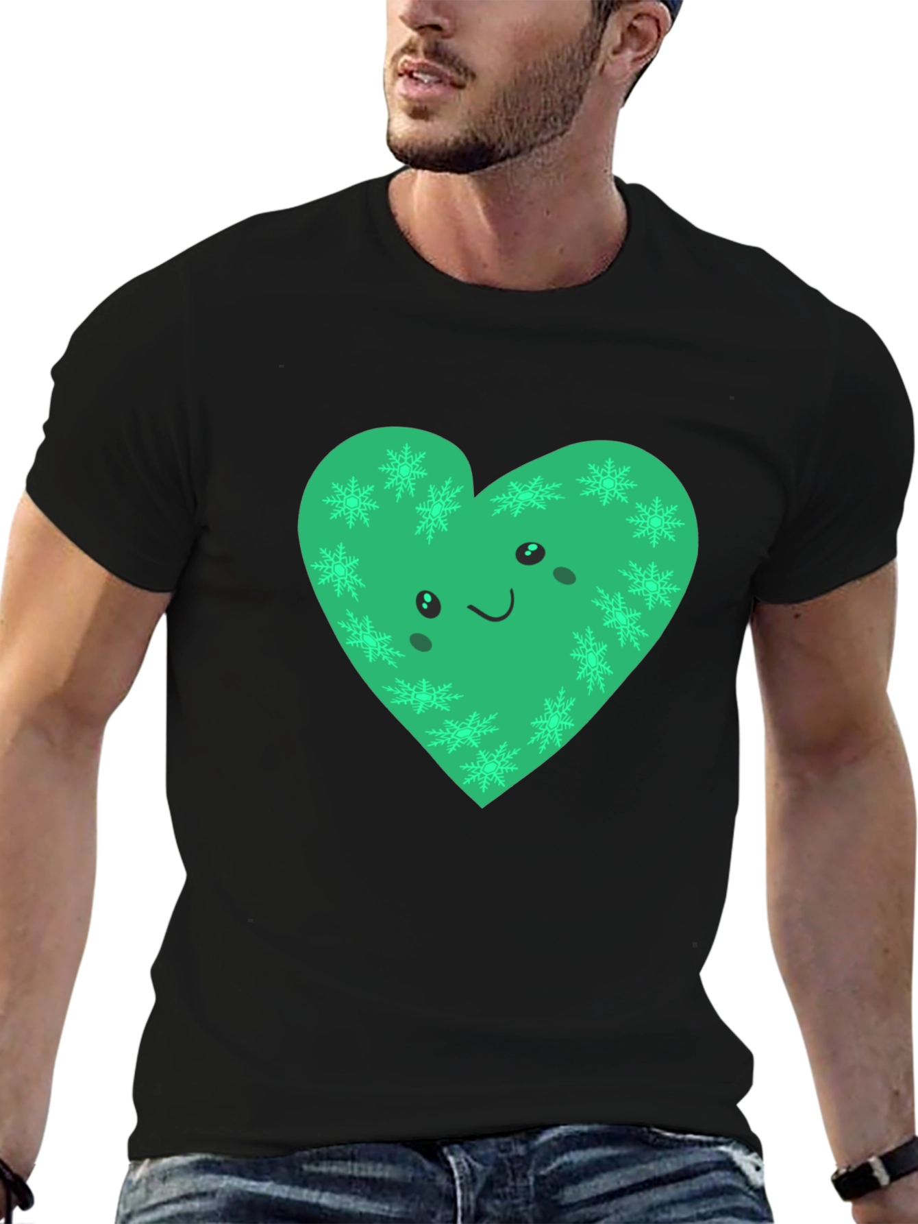 Green Heart Snowflake Graphic Tee