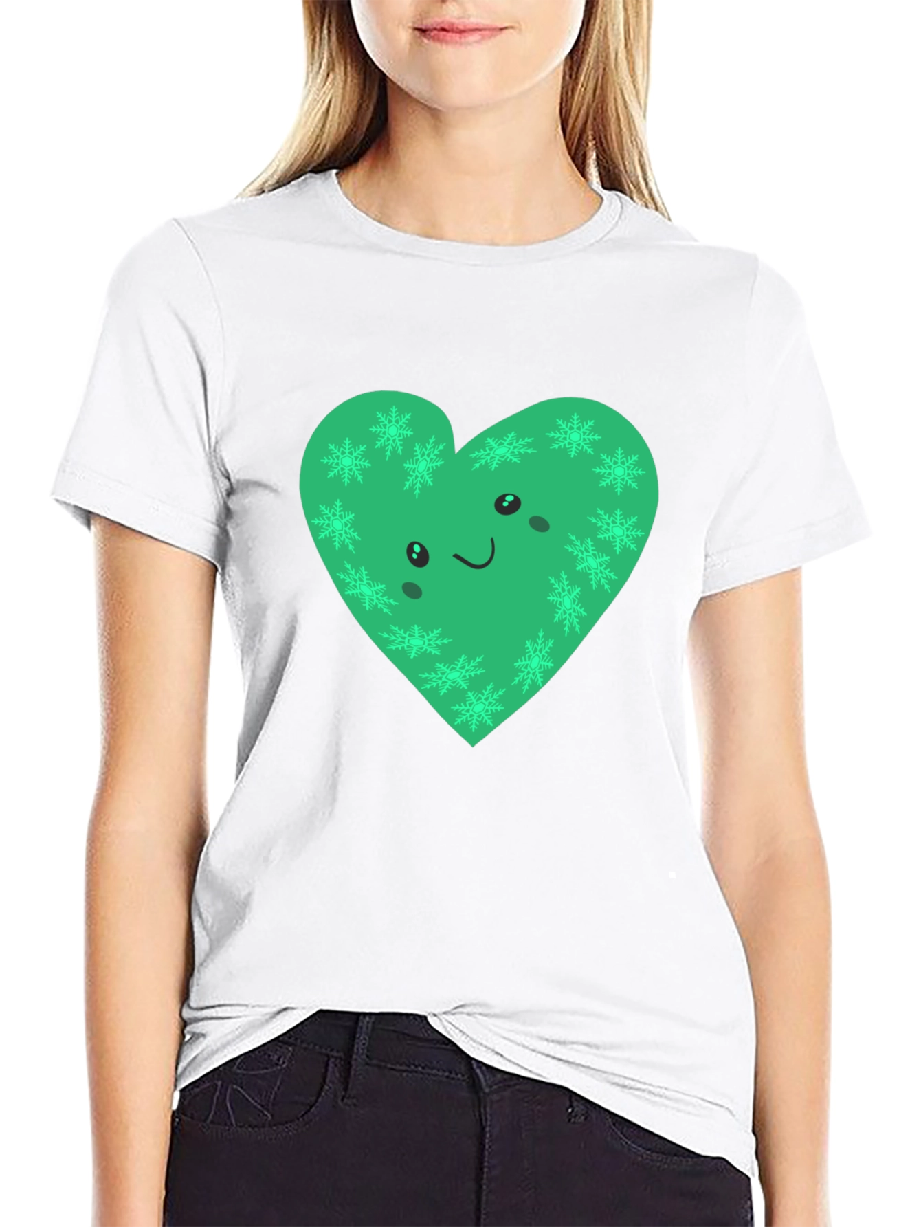 Green Heart Snowflake Graphic Tee