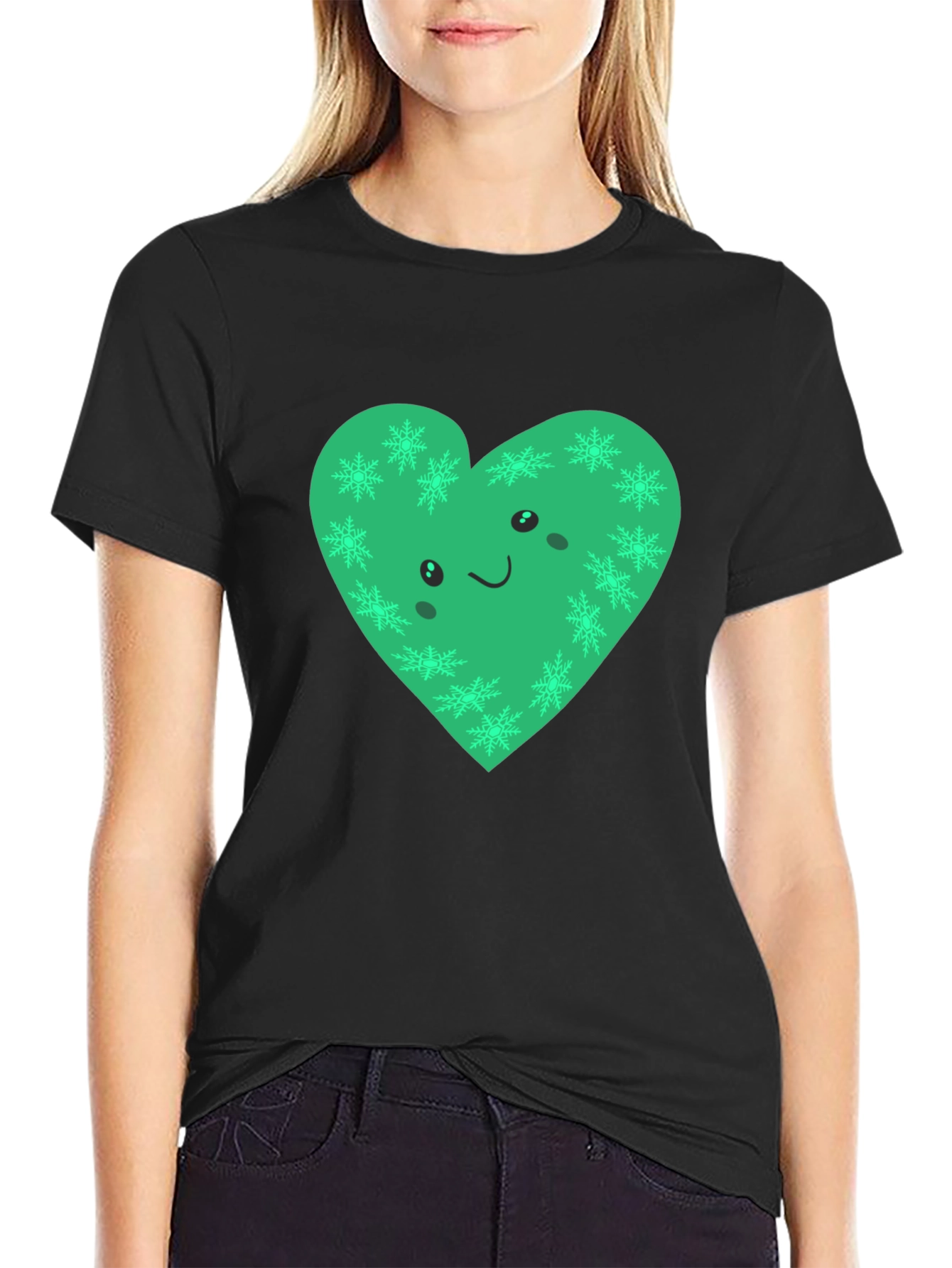 Green Heart Snowflake Graphic Tee