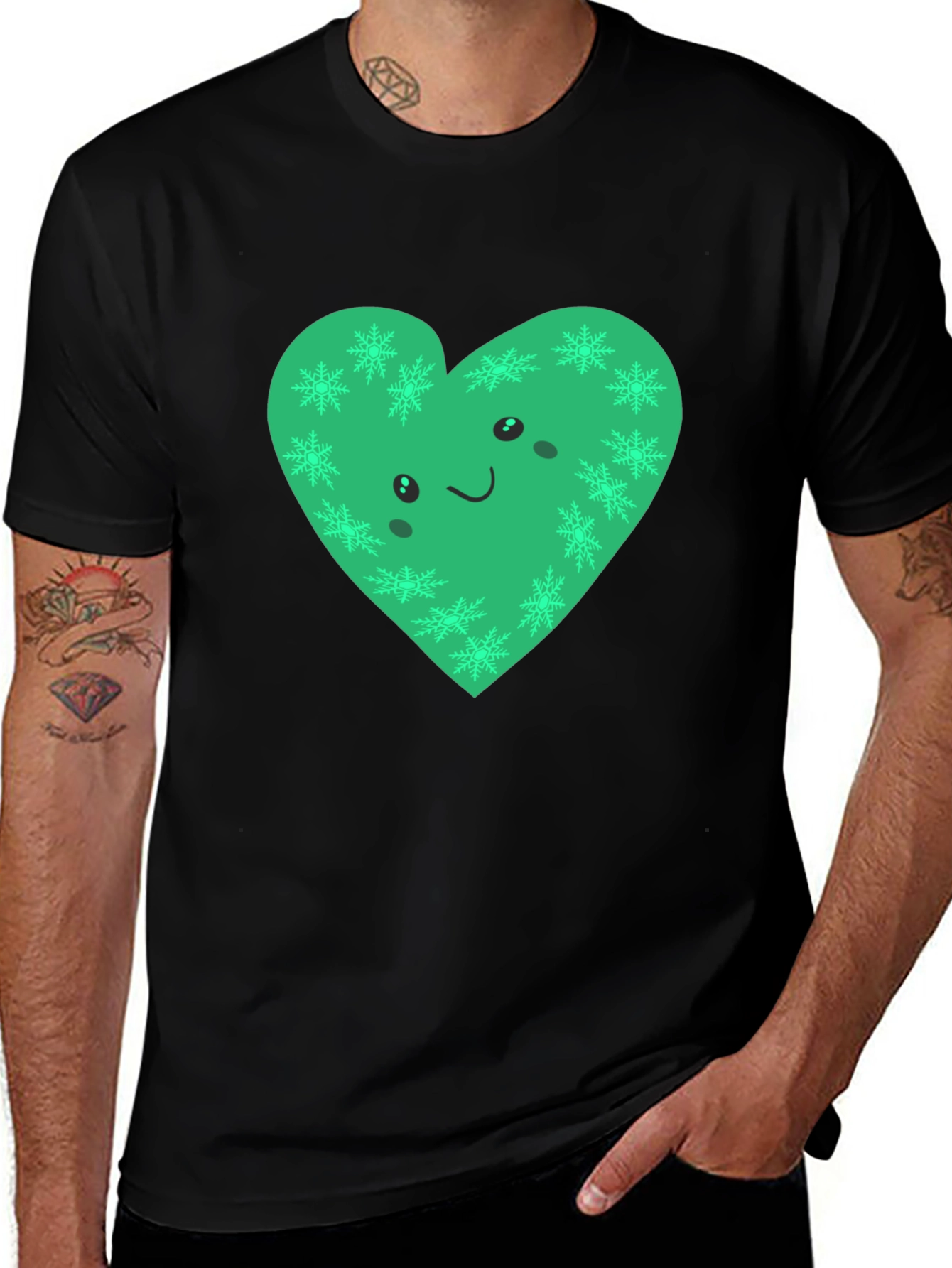Green Heart Snowflake Graphic Tee