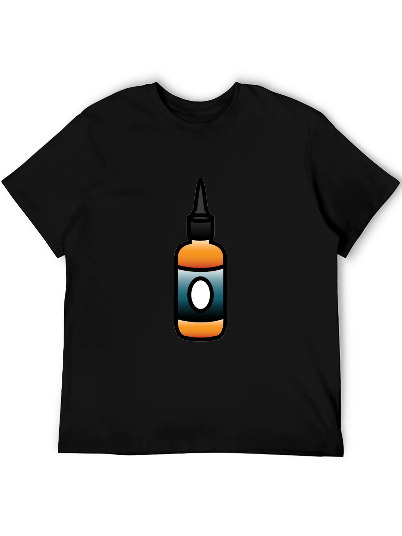 Mens Black T-Shirt with Bottle Graphic