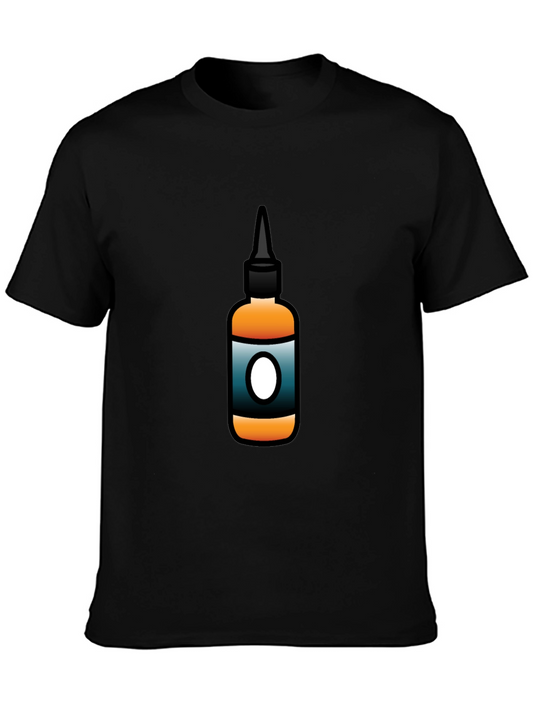 Mens Black T-Shirt with Bottle Graphic