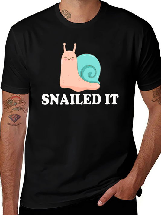 SNAILED IT Funny Snail Cartoon T-Shirt