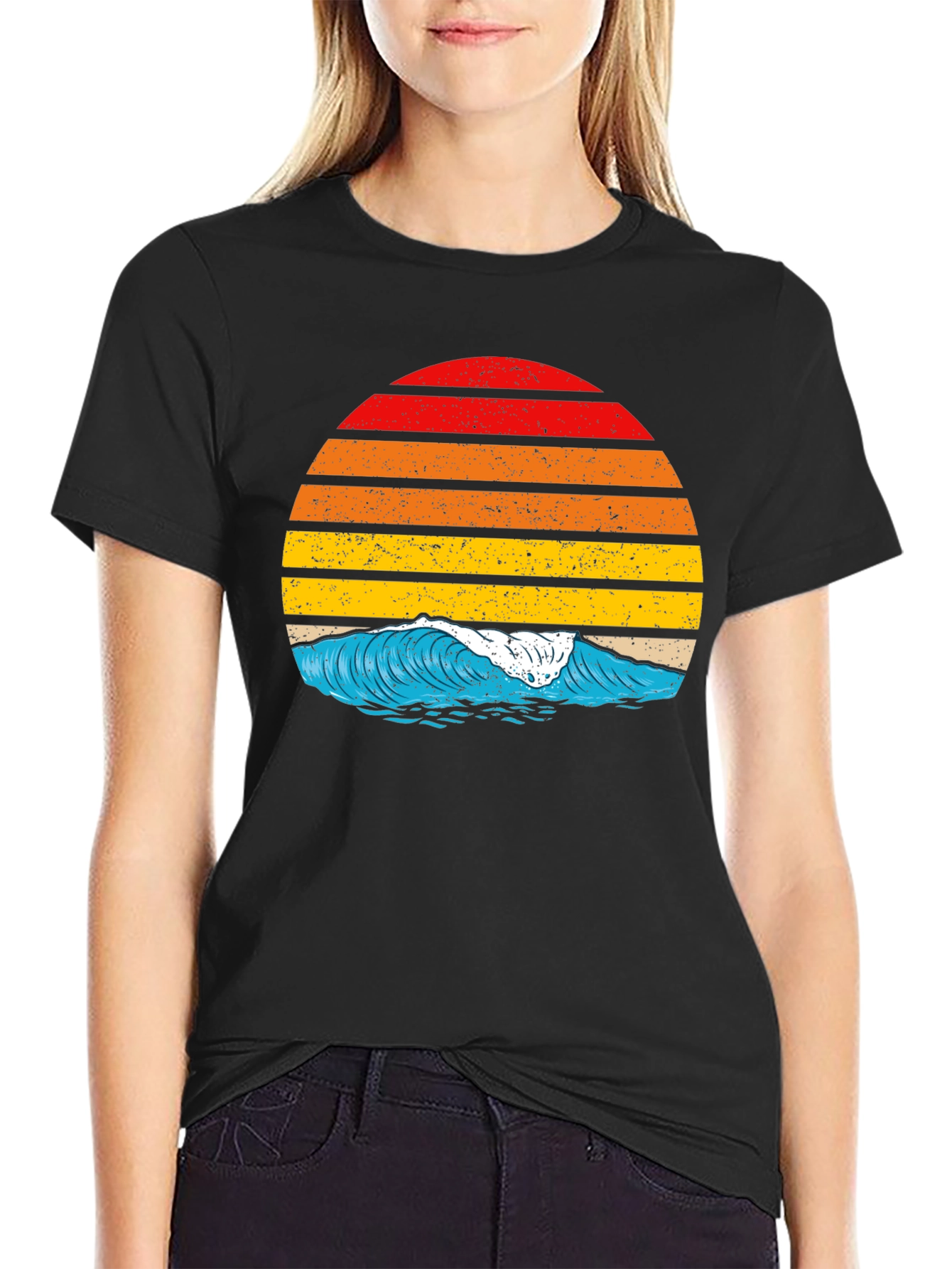 Retro Sunset Wave Graphic T-Shirt