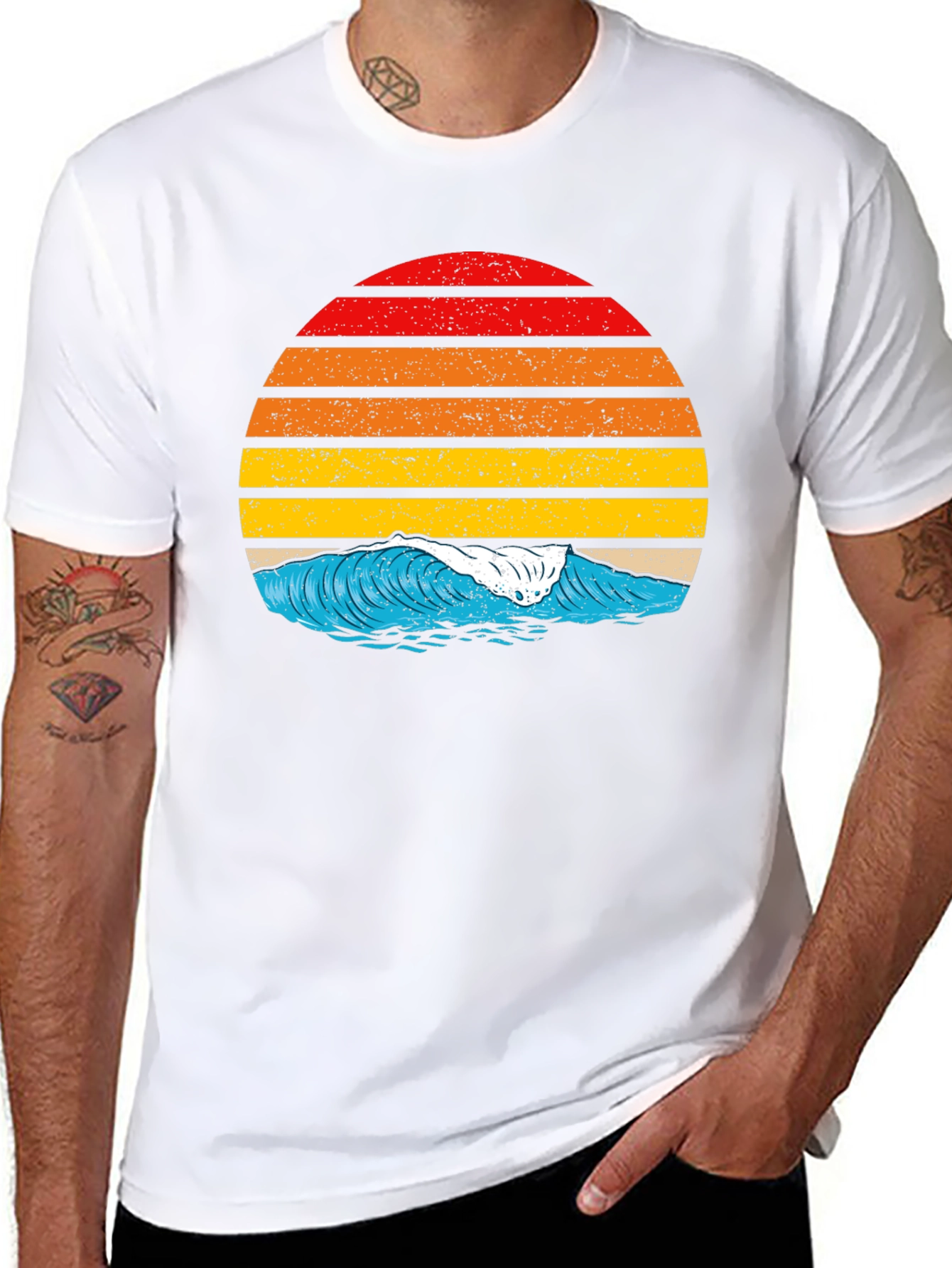 Retro Sunset Wave Graphic T-Shirt