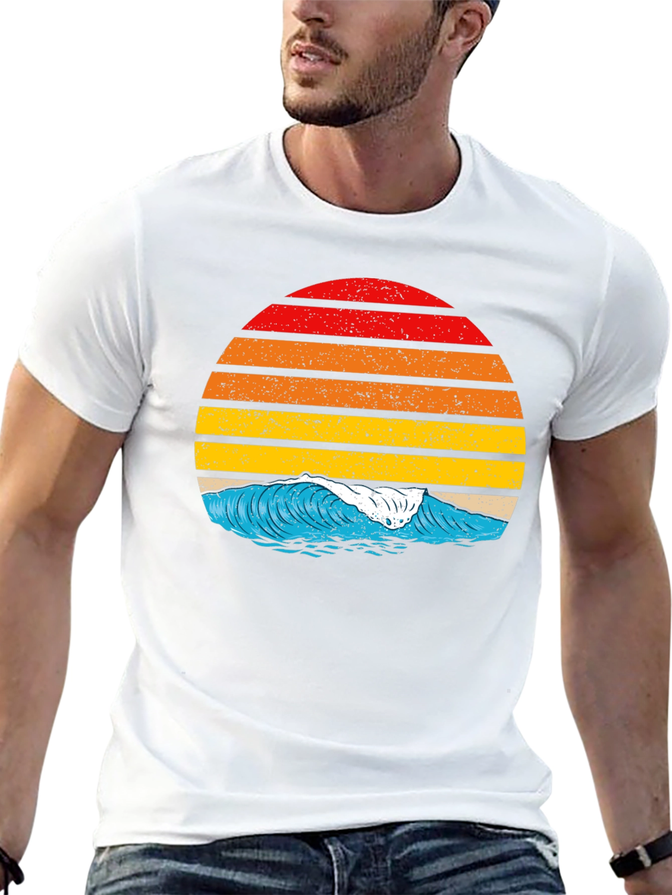 Retro Sunset Wave Graphic T-Shirt