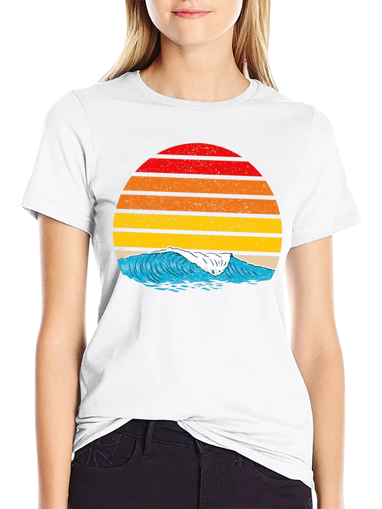 Retro Sunset Wave Graphic T-Shirt