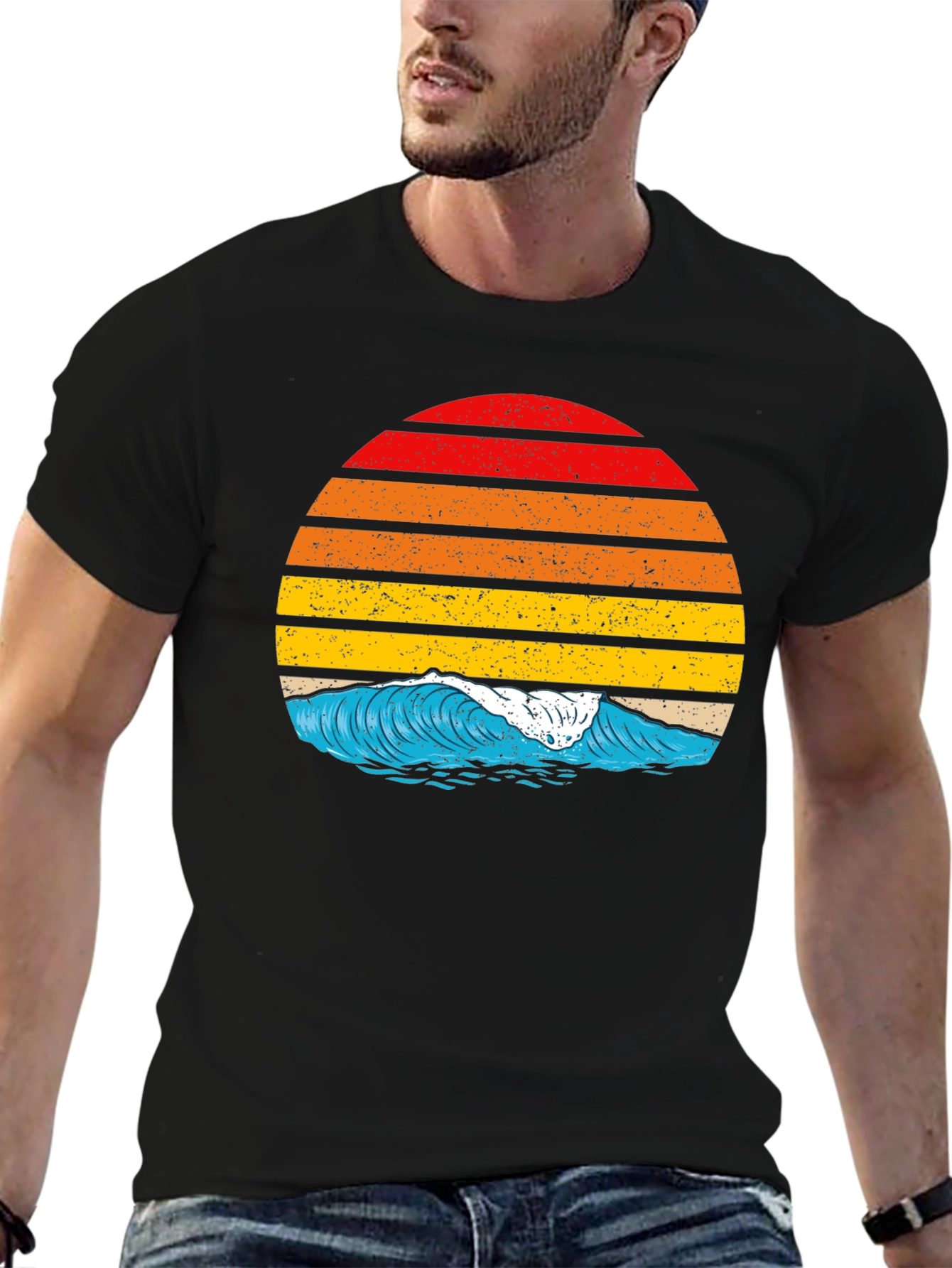 Retro Sunset Wave Graphic T-Shirt