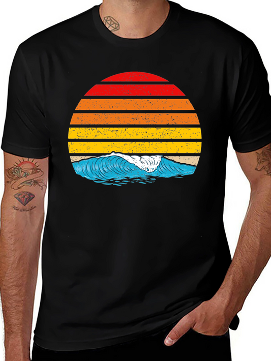 Retro Sunset Wave Graphic T-Shirt