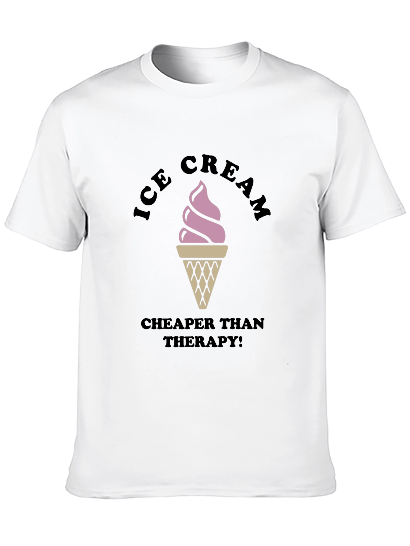 Ice Cream Cheaper Than Therapy Black T-Shirt
