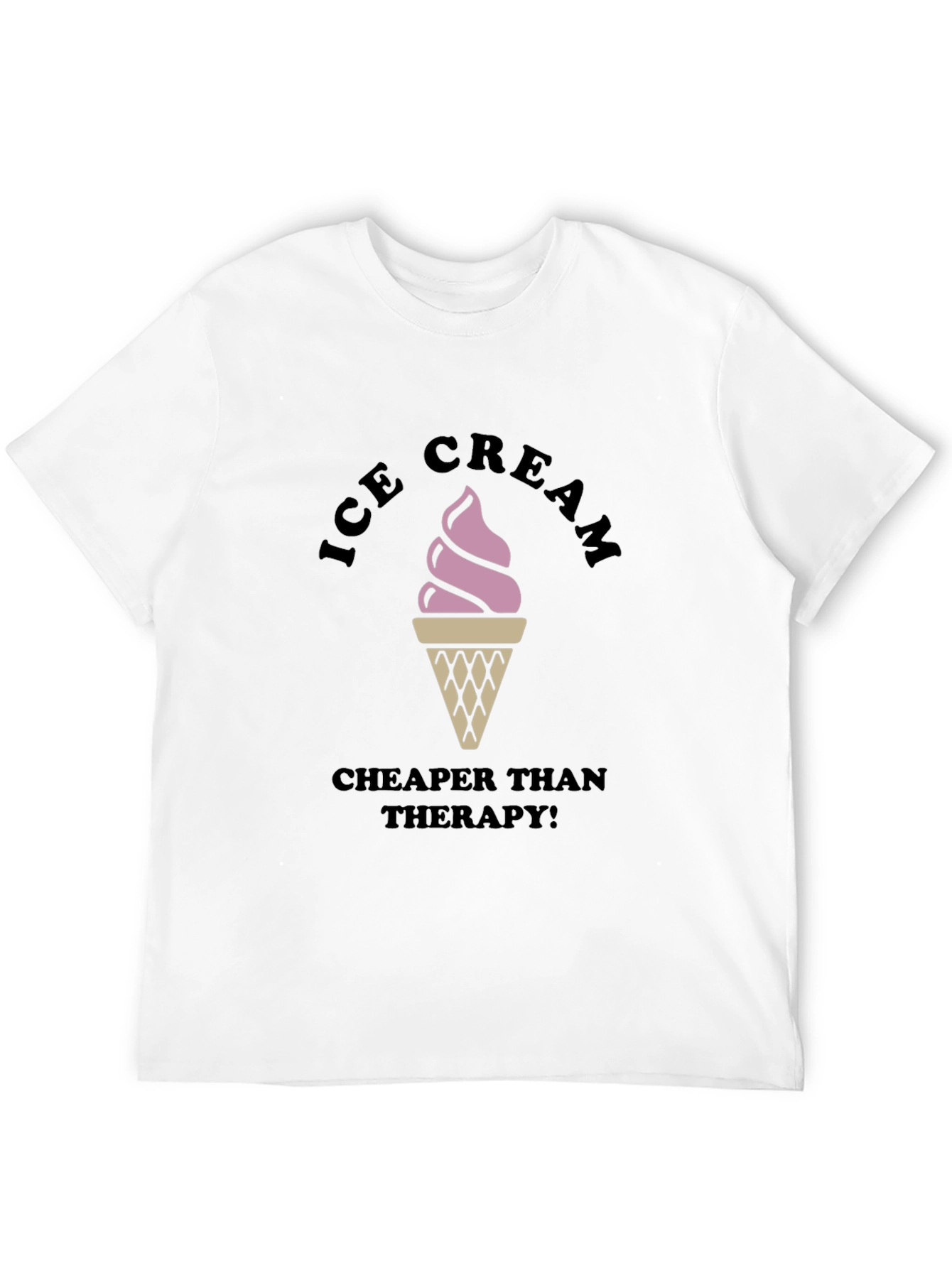 Ice Cream Cheaper Than Therapy Black T-Shirt