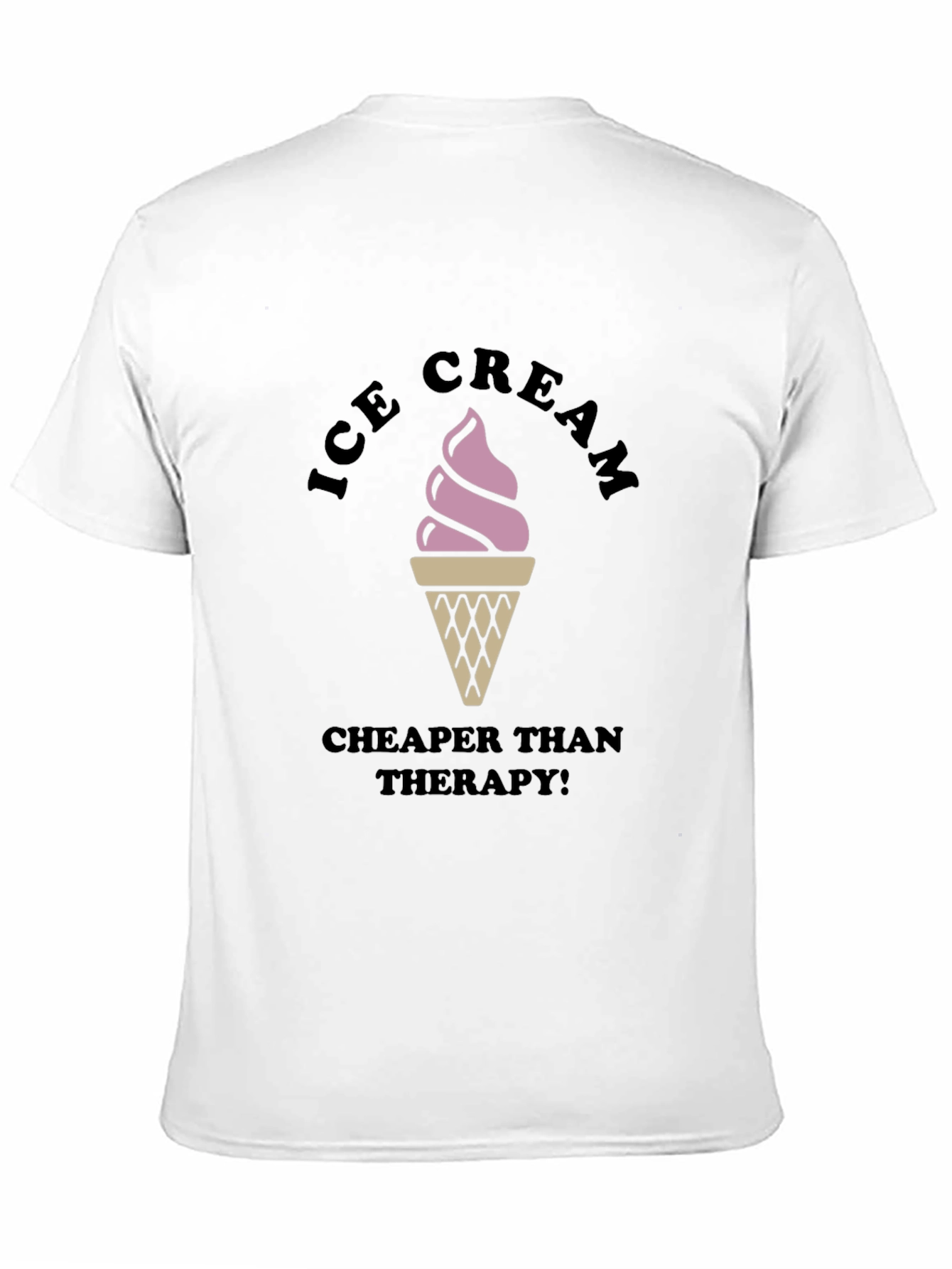 Ice Cream Cheaper Than Therapy Black T-Shirt