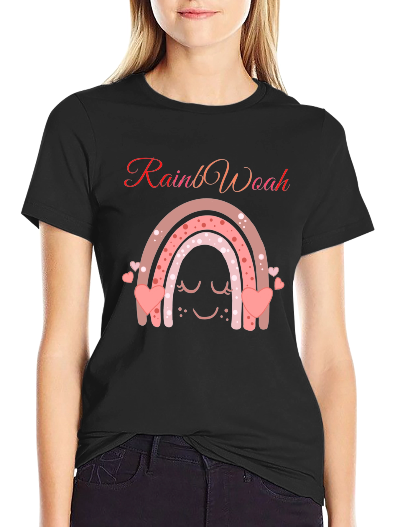 RainbWoah Black Graphic T-Shirt