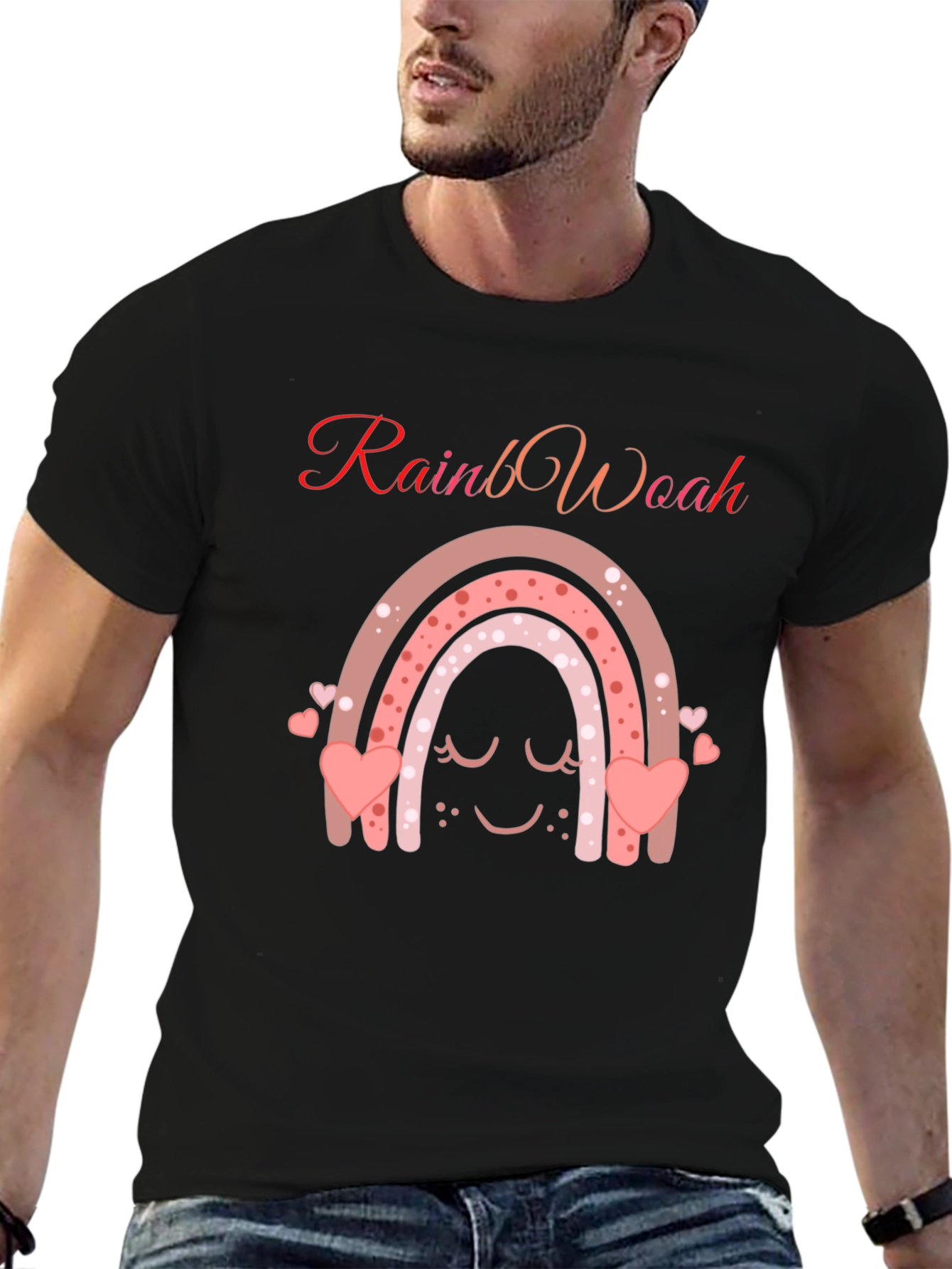 RainbWoah Black Graphic T-Shirt