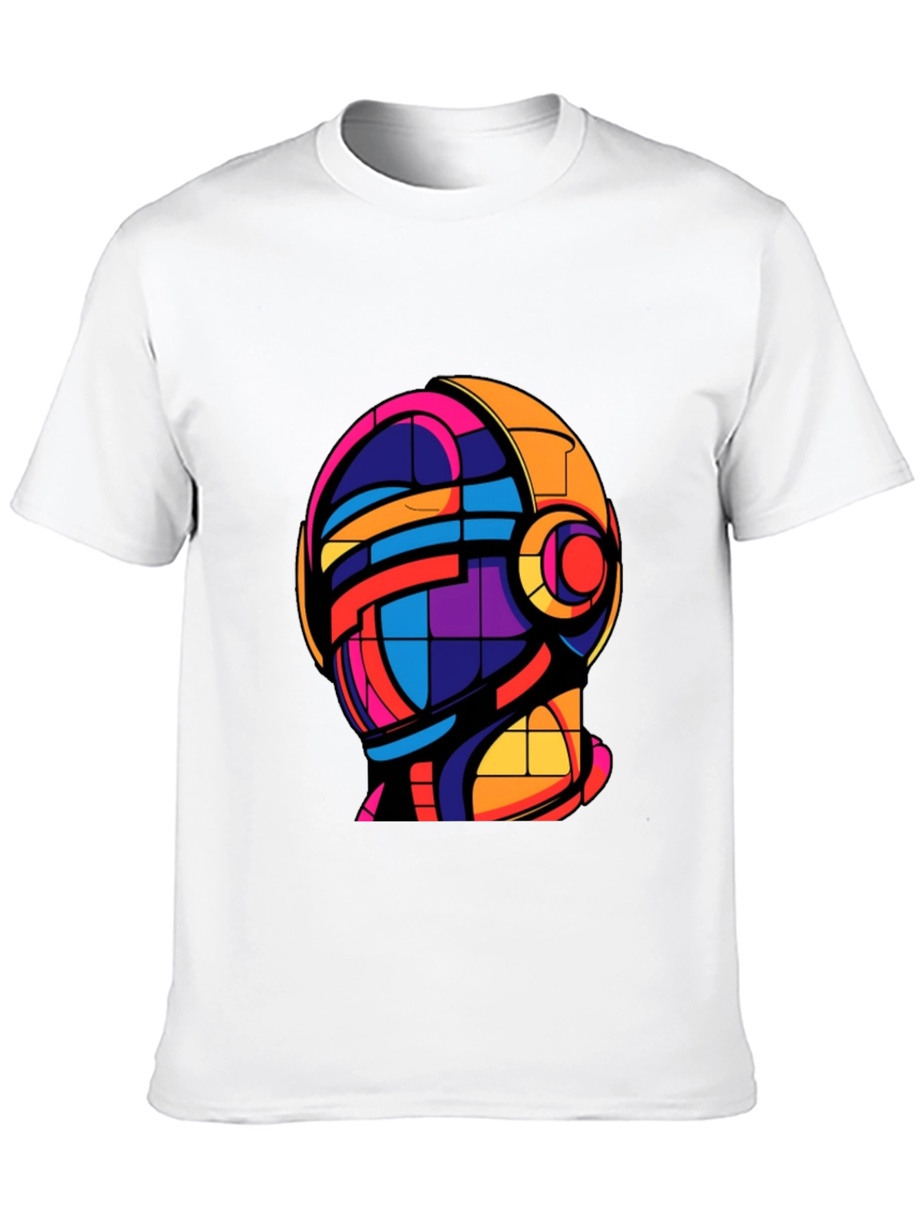 Abstract Helmet Graphic Tee - Modern Art T-Shirt