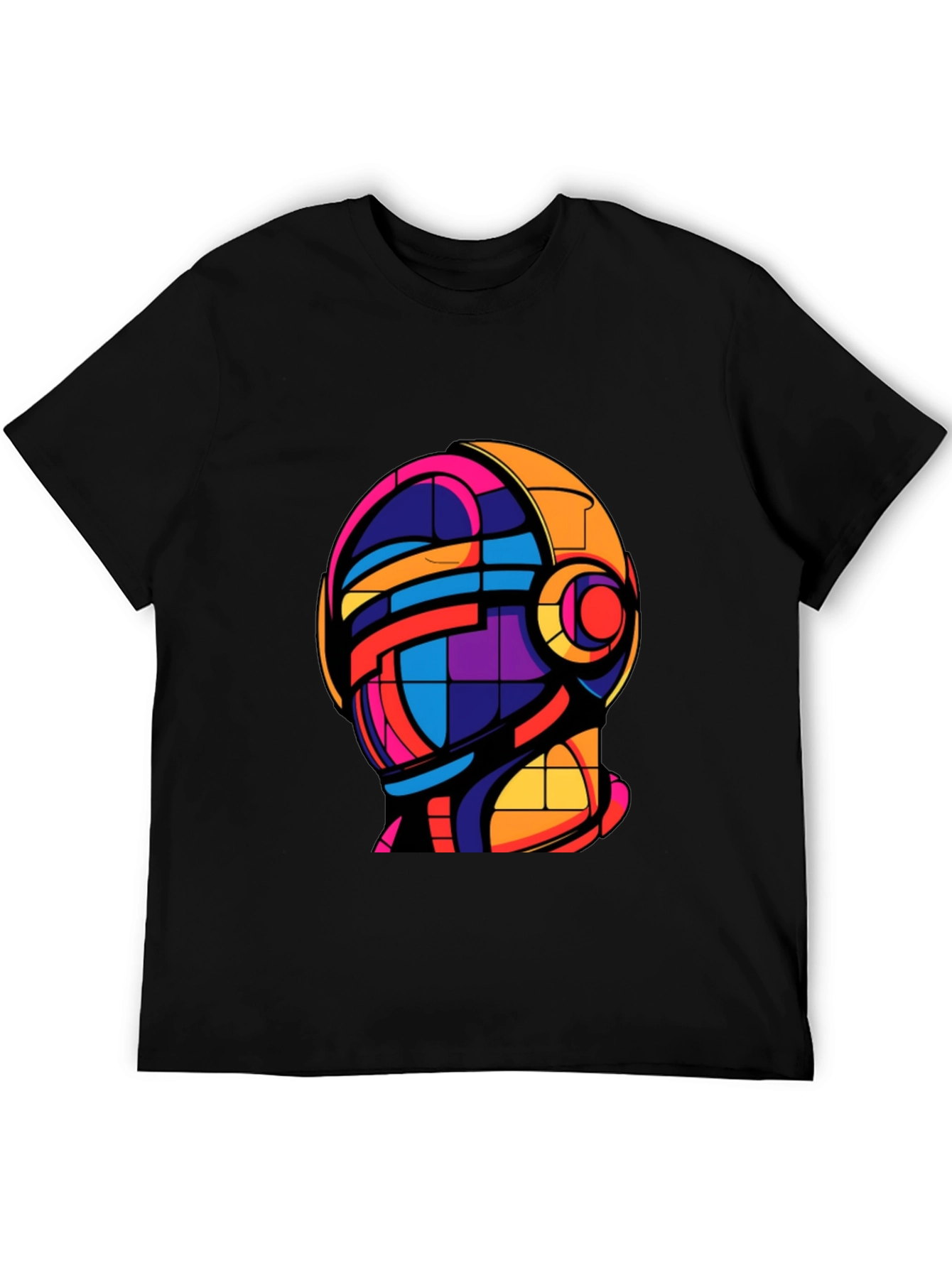 Abstract Helmet Graphic Tee - Modern Art T-Shirt