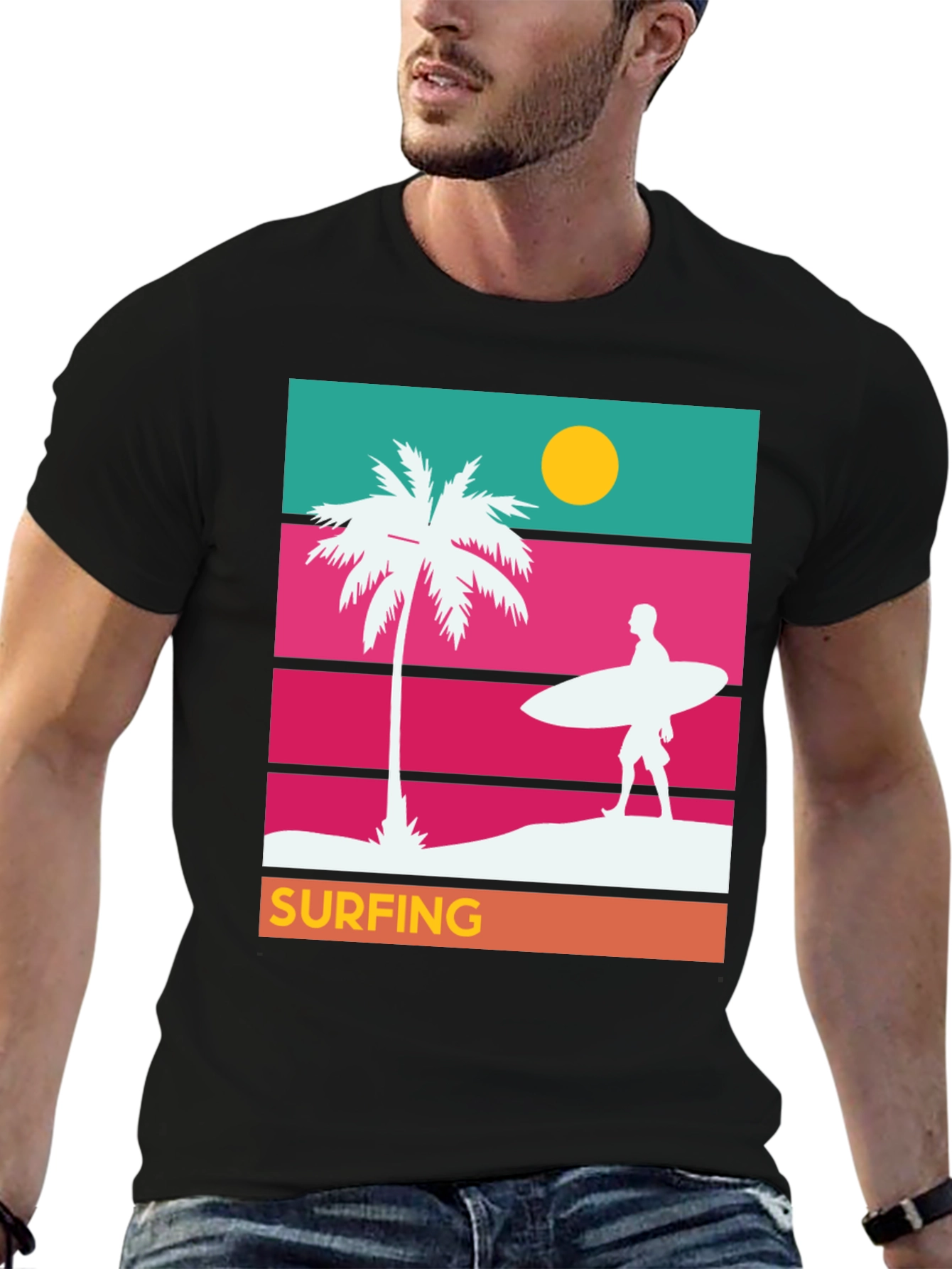 Retro Surfing T-Shirt - Beach Vibes