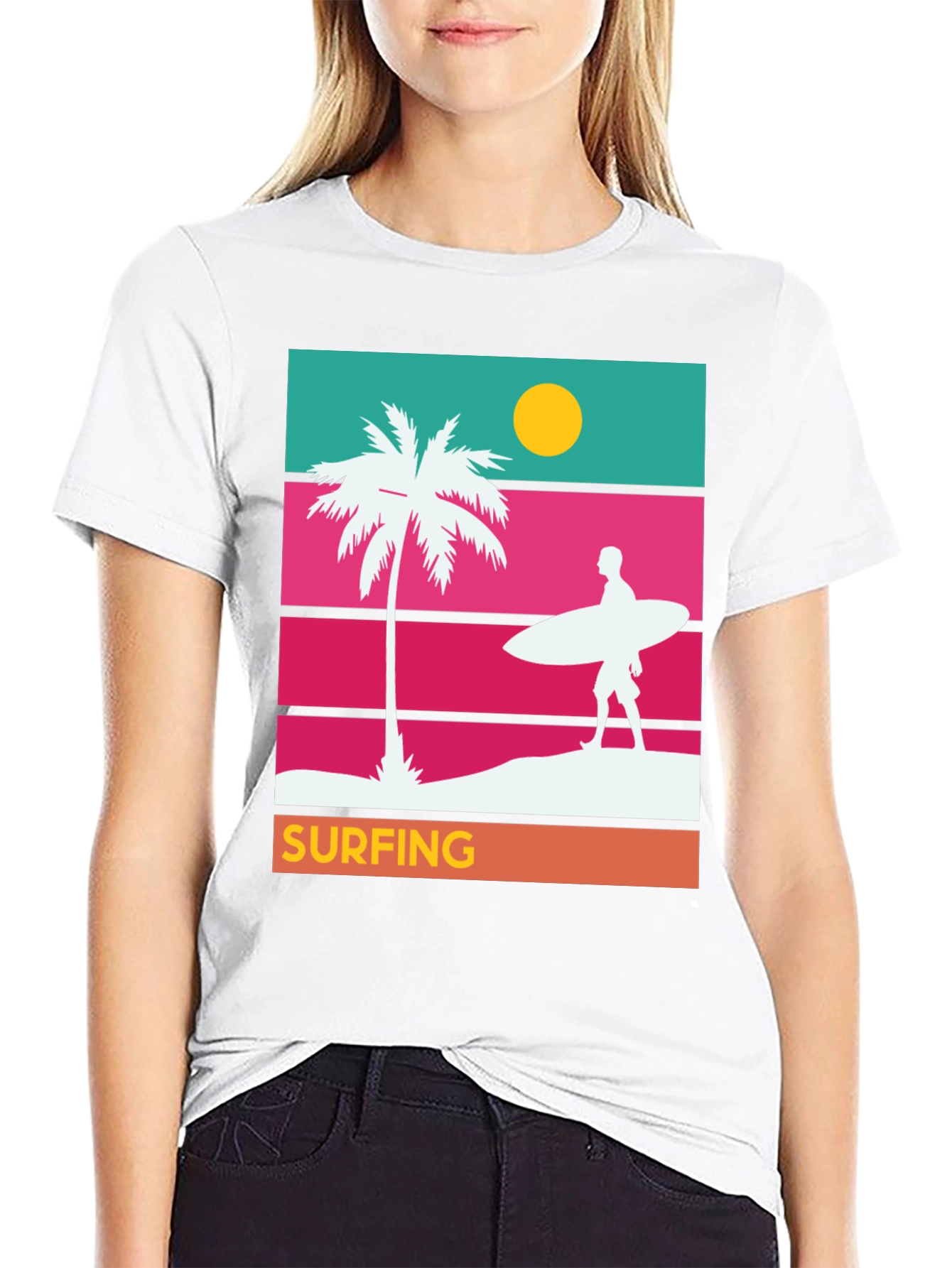Retro Surfing T-Shirt - Beach Vibes
