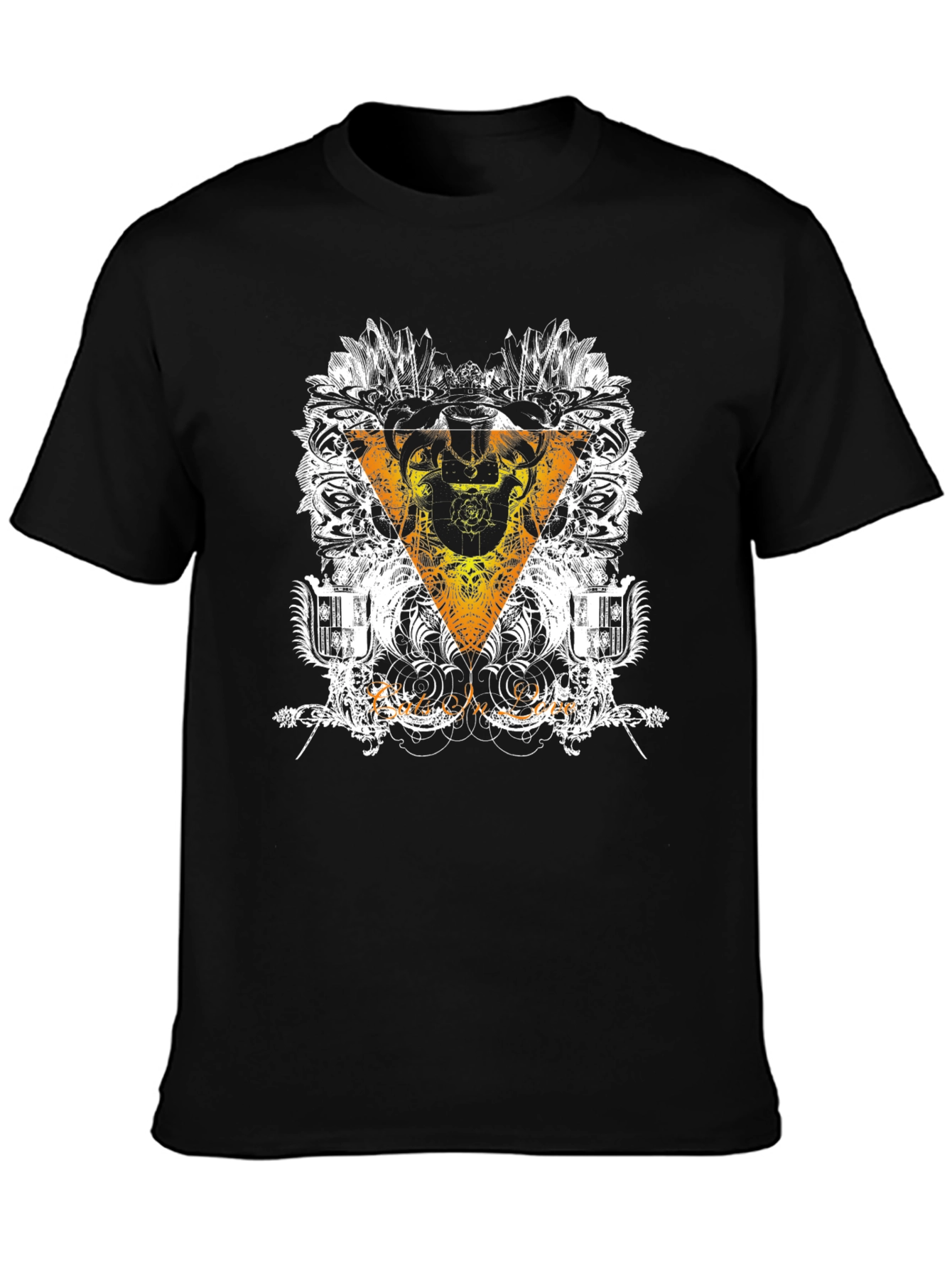 Black T-Shirt with Triangle Graphic Design