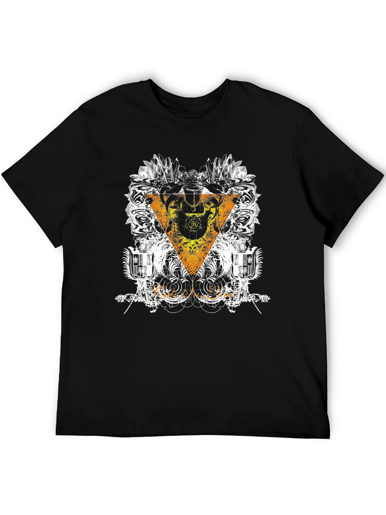 Black T-Shirt with Triangle Graphic Design