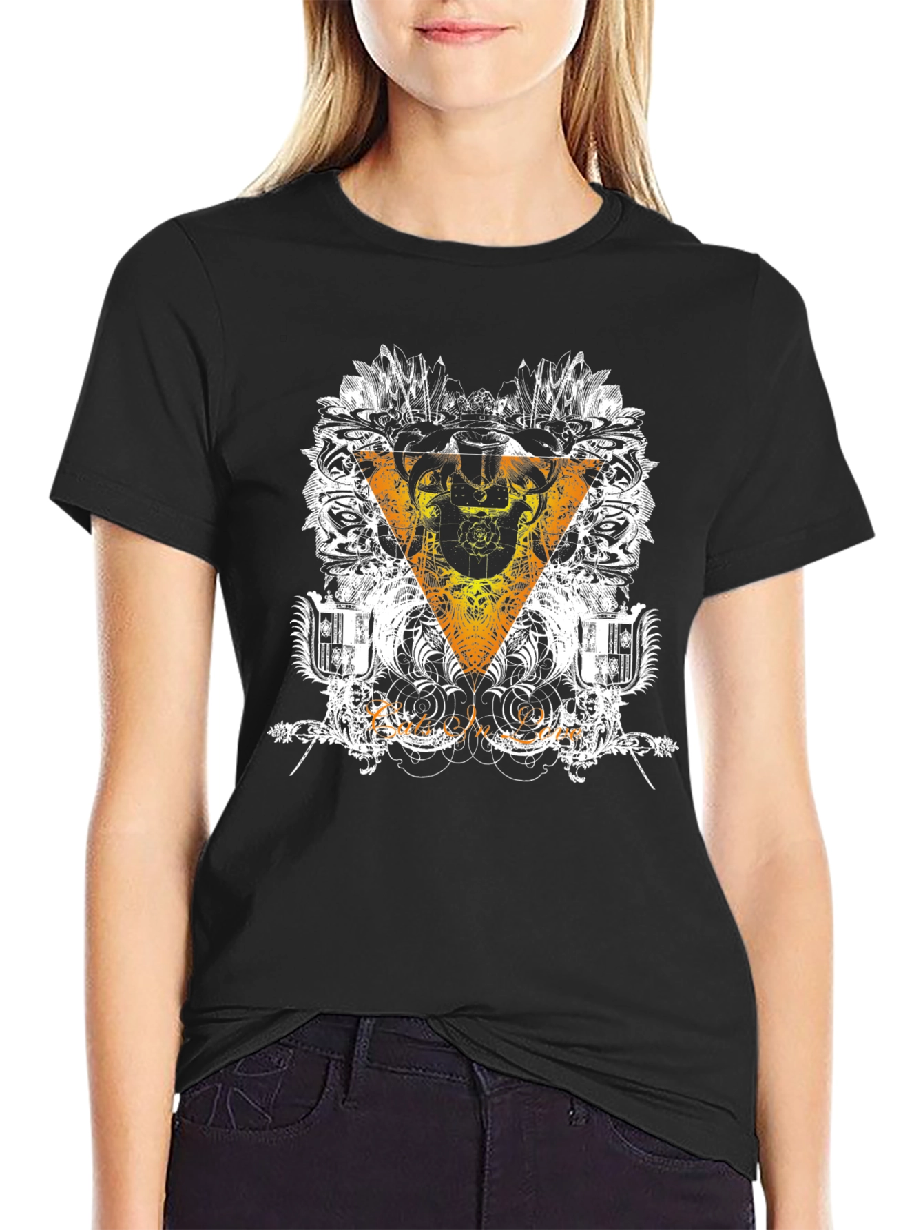 Black T-Shirt with Triangle Graphic Design