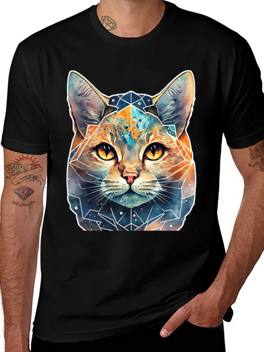 Geometric Galaxy Cat T-Shirt - Unisex