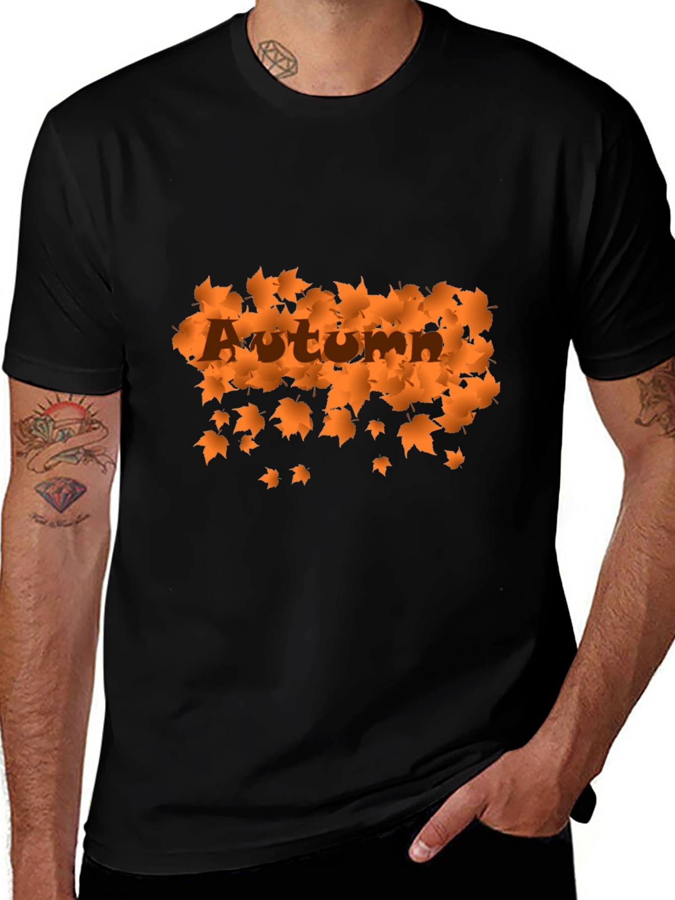 Autumn Leaves Graphic Black T-Shirt