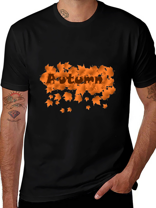 Autumn Leaves Graphic Black T-Shirt