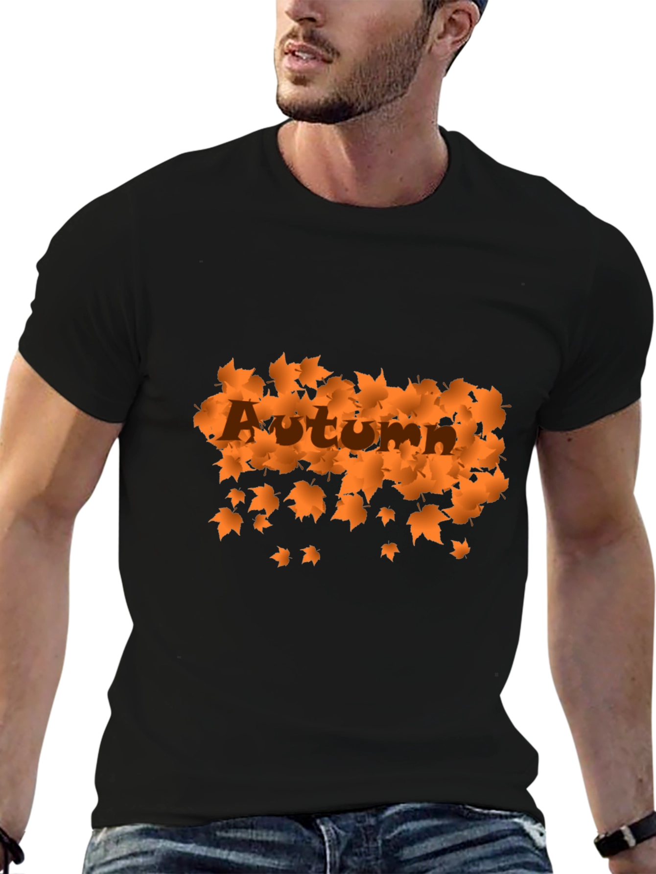 Autumn Leaves Graphic Black T-Shirt