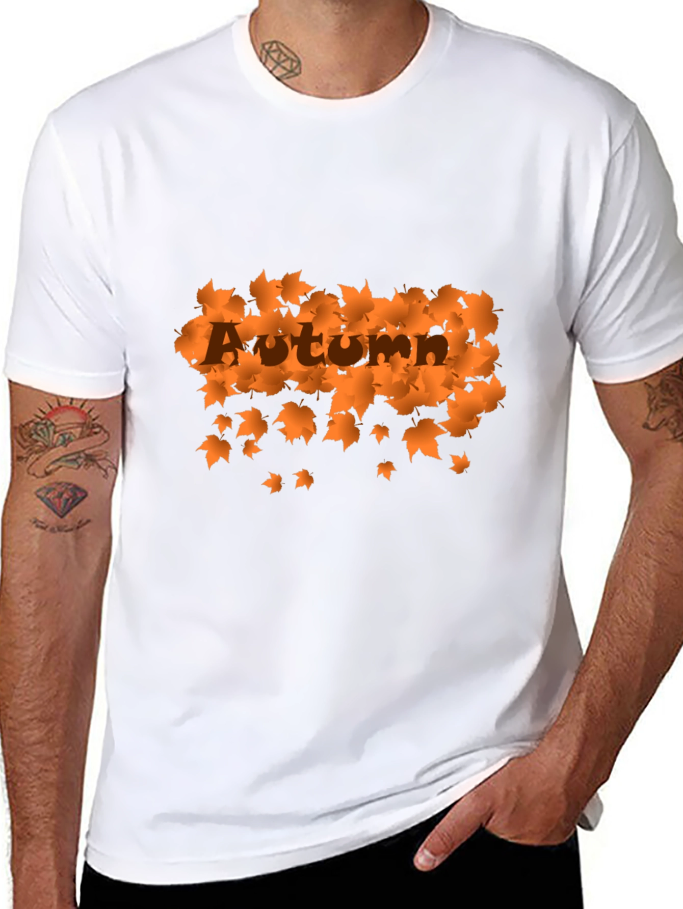 Autumn Leaves Graphic Black T-Shirt