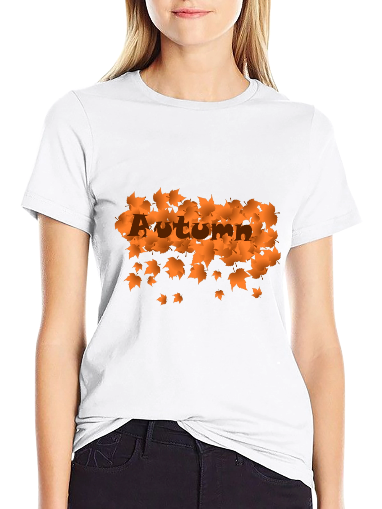 Autumn Leaves Graphic Black T-Shirt