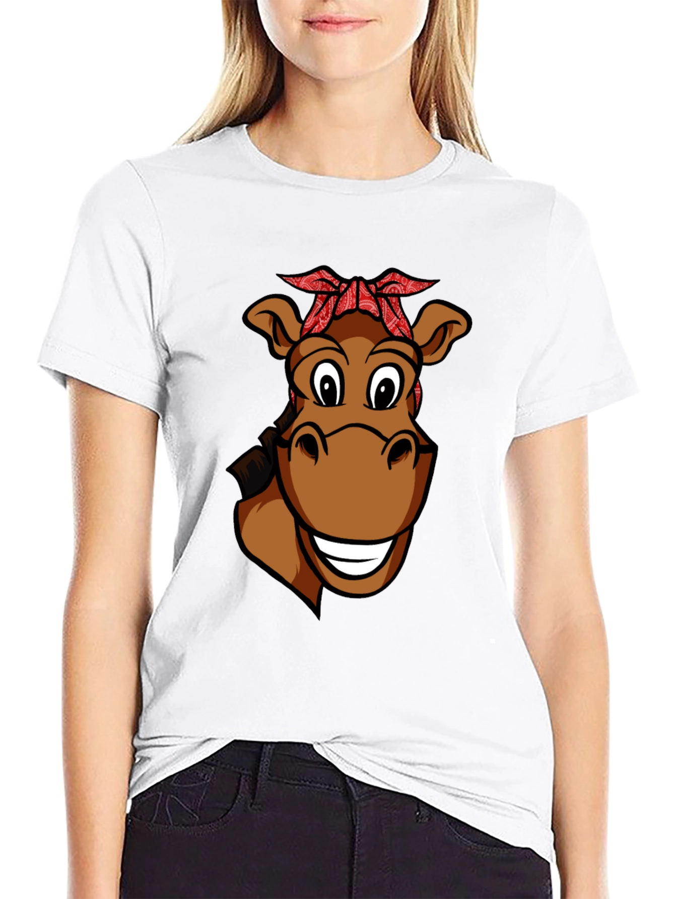 Funny Horse Cartoon Graphic T-Shirt