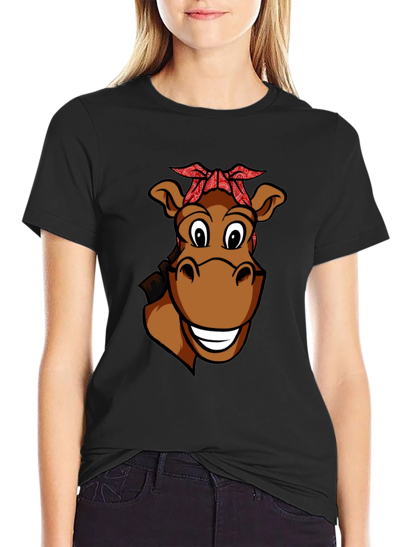 Funny Horse Cartoon Graphic T-Shirt