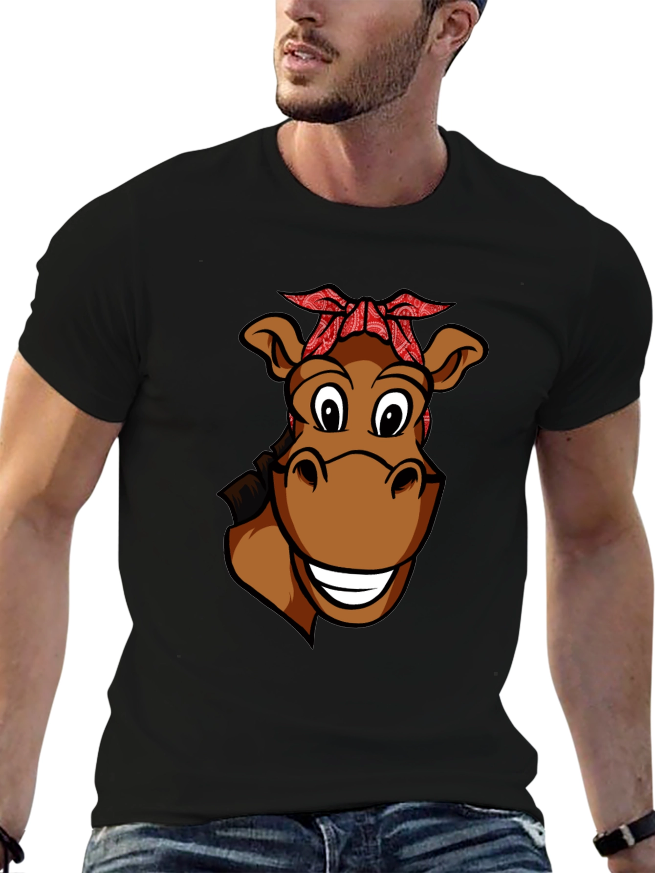 Funny Horse Cartoon Graphic T-Shirt