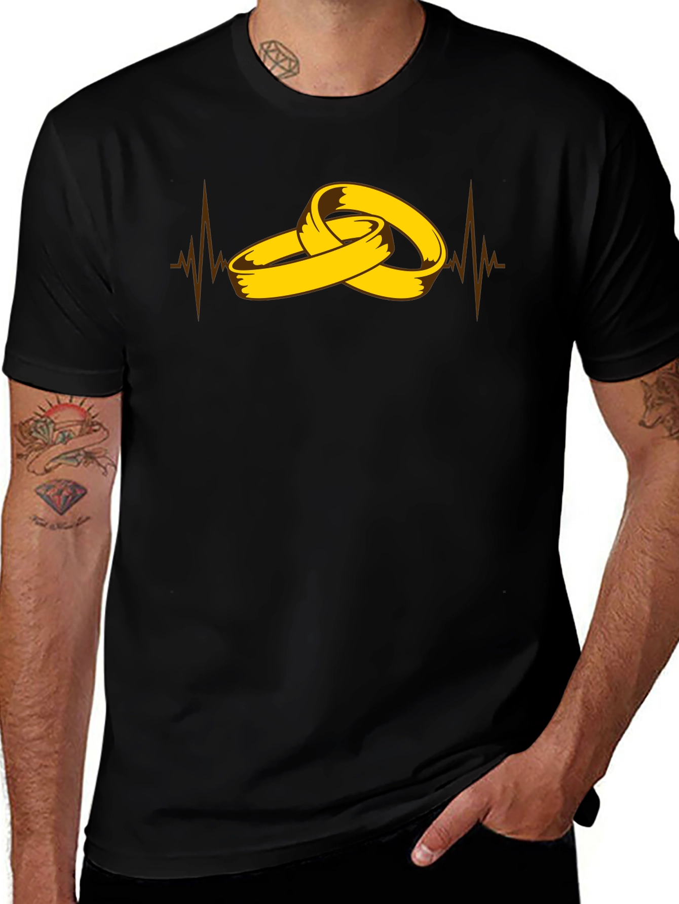 Wedding Rings Heartbeat Graphic Tee