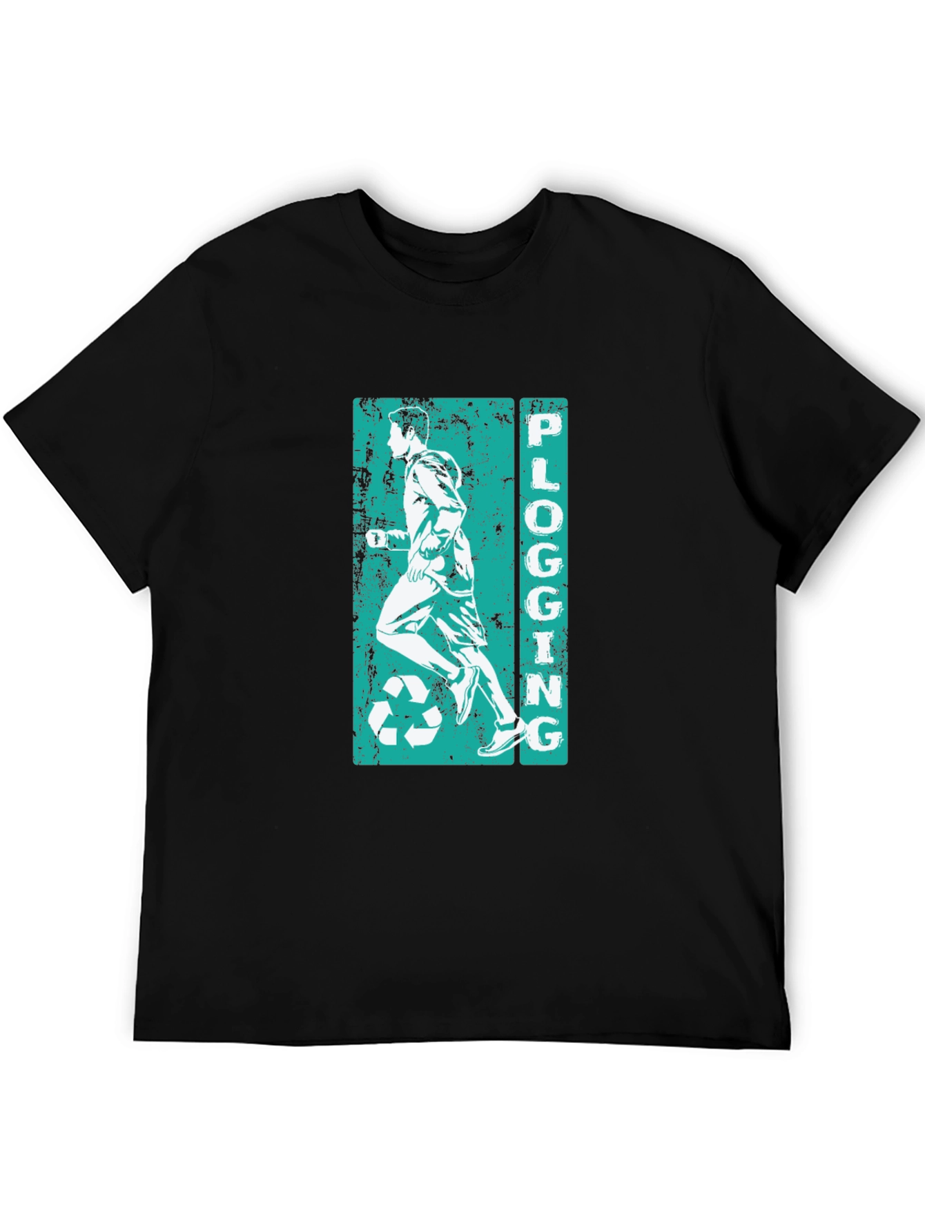 Mens Black Plogging Graphic T-Shirt