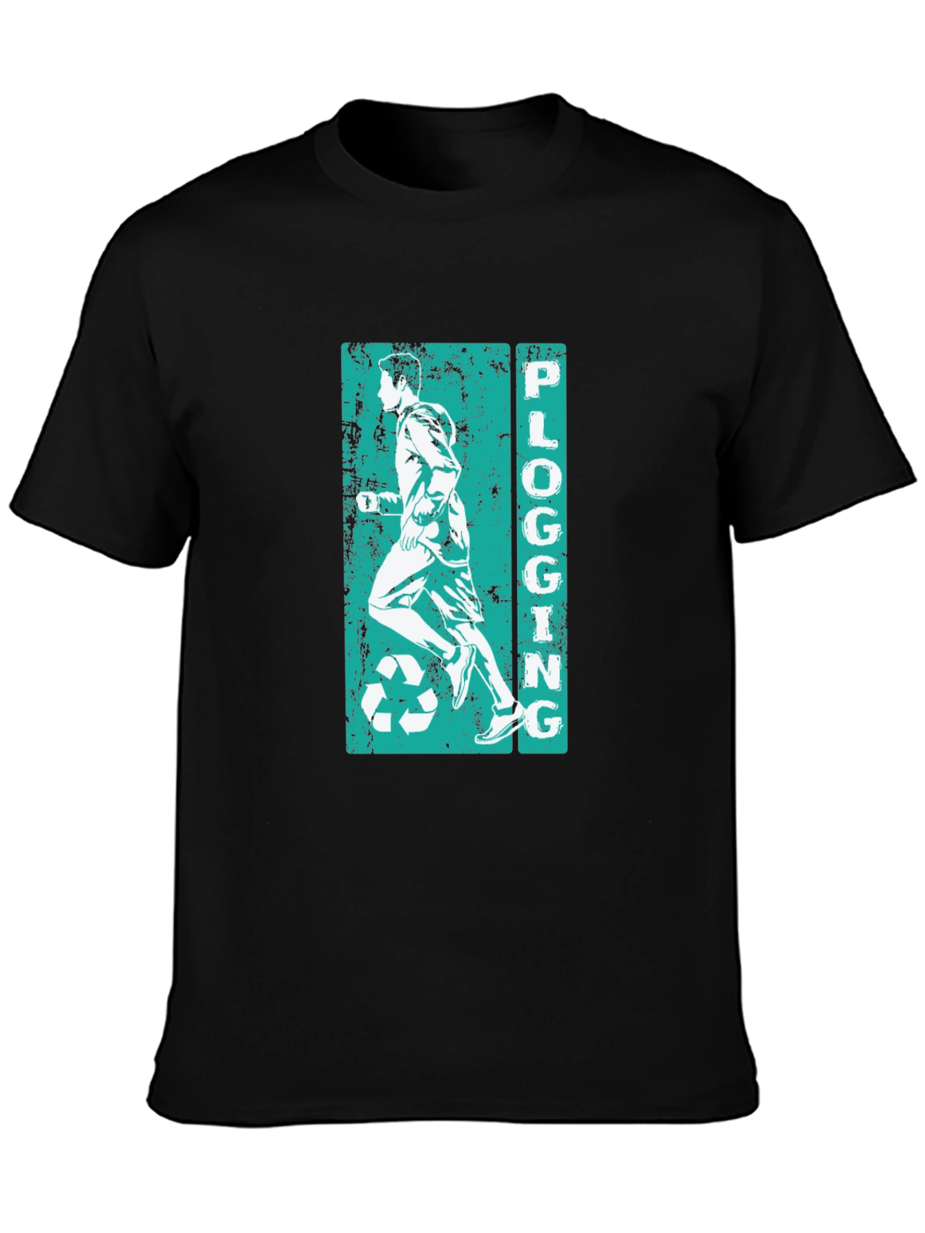 Mens Black Plogging Graphic T-Shirt