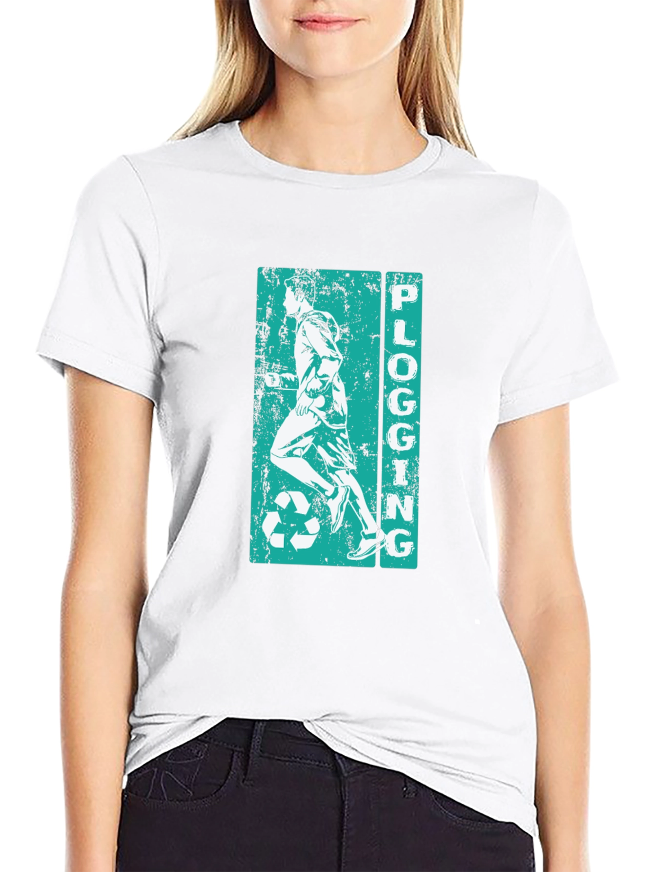 Mens Black Plogging Graphic T-Shirt