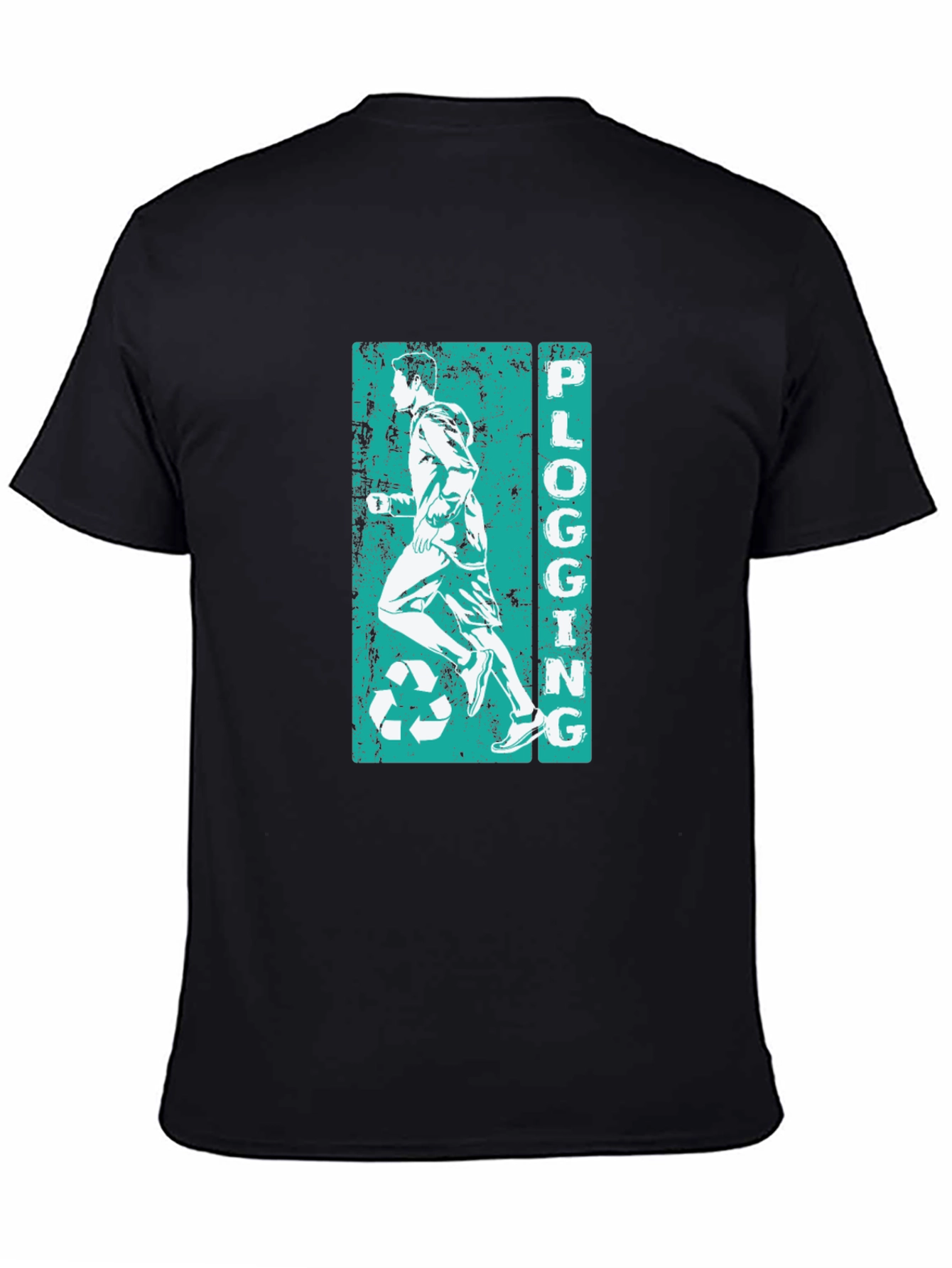 Mens Black Plogging Graphic T-Shirt