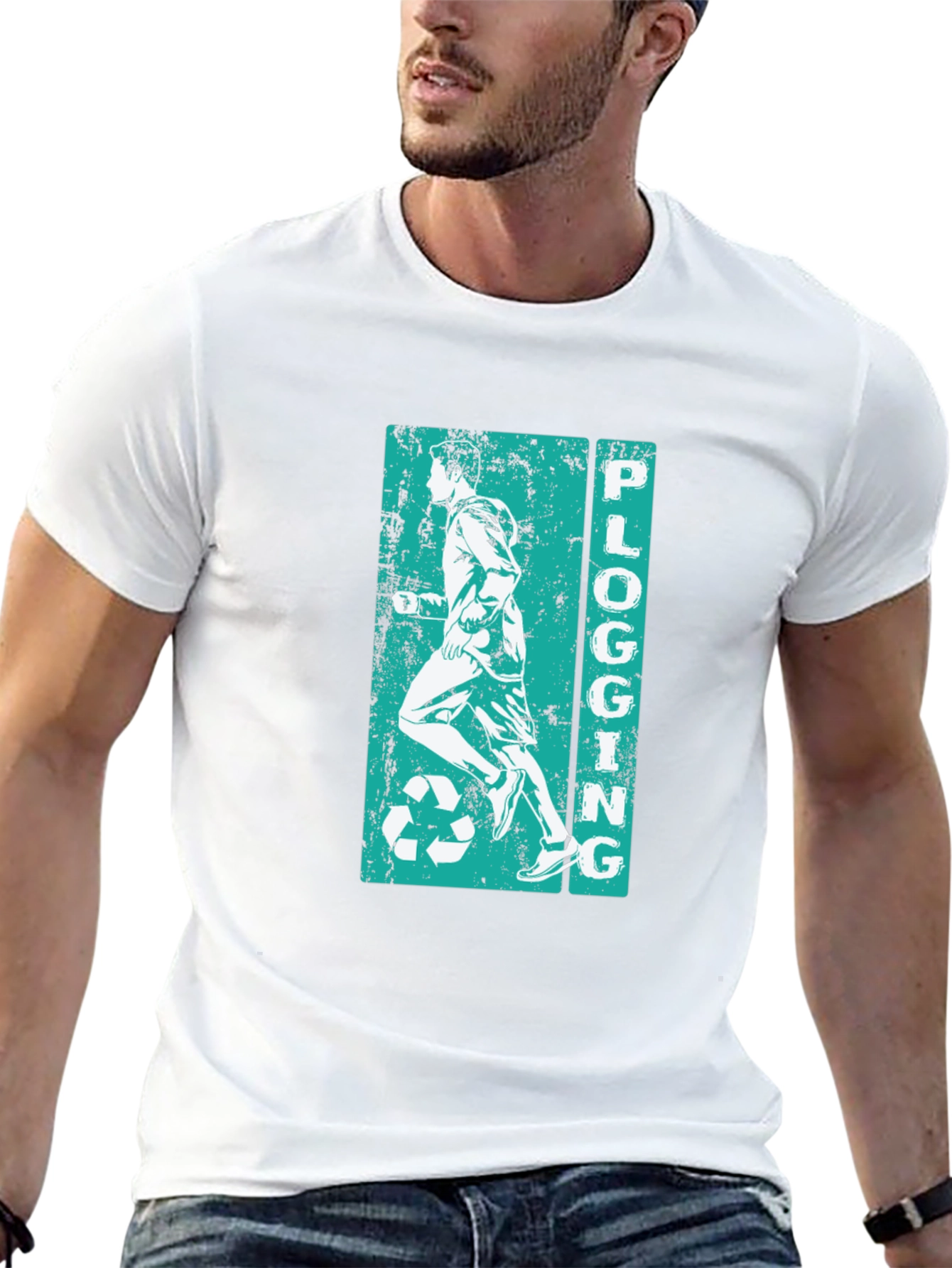 Mens Black Plogging Graphic T-Shirt