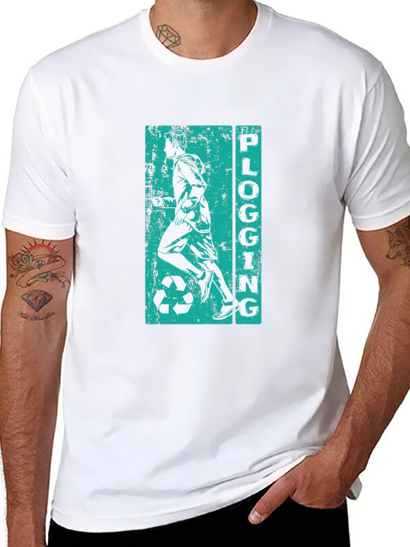 Mens Black Plogging Graphic T-Shirt