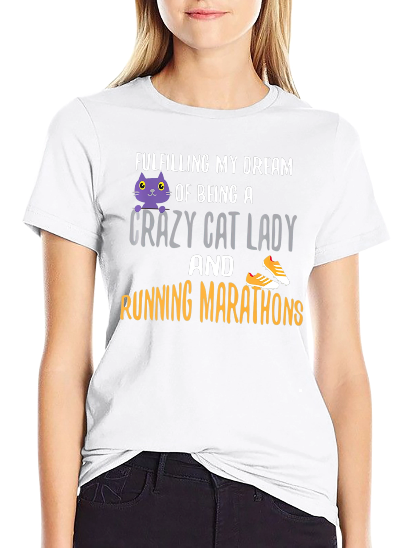 Crazy Cat Lady Running Marathon T-Shirt