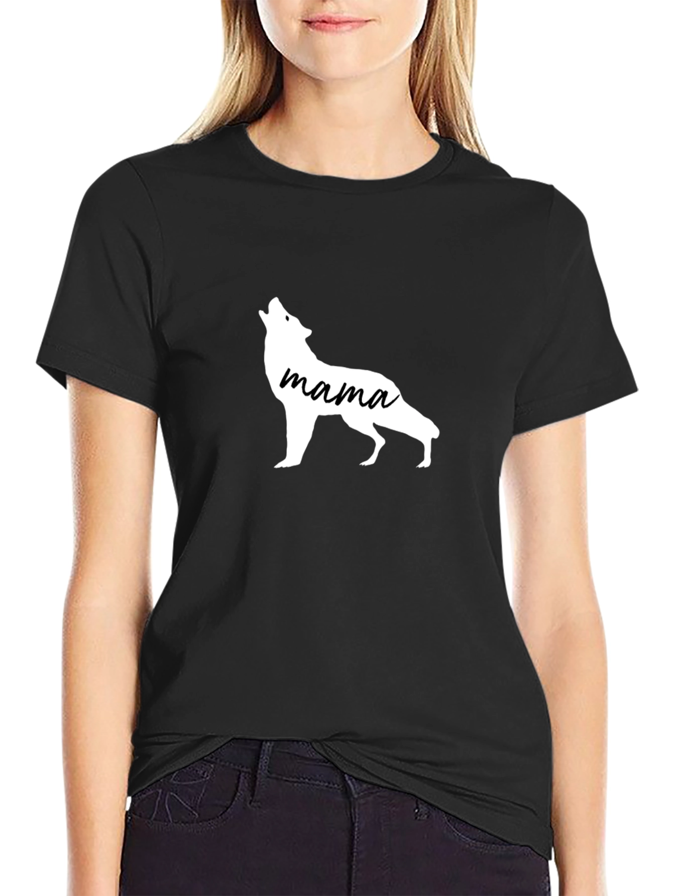 Mama Wolf Graphic Tee - Black T-Shirt