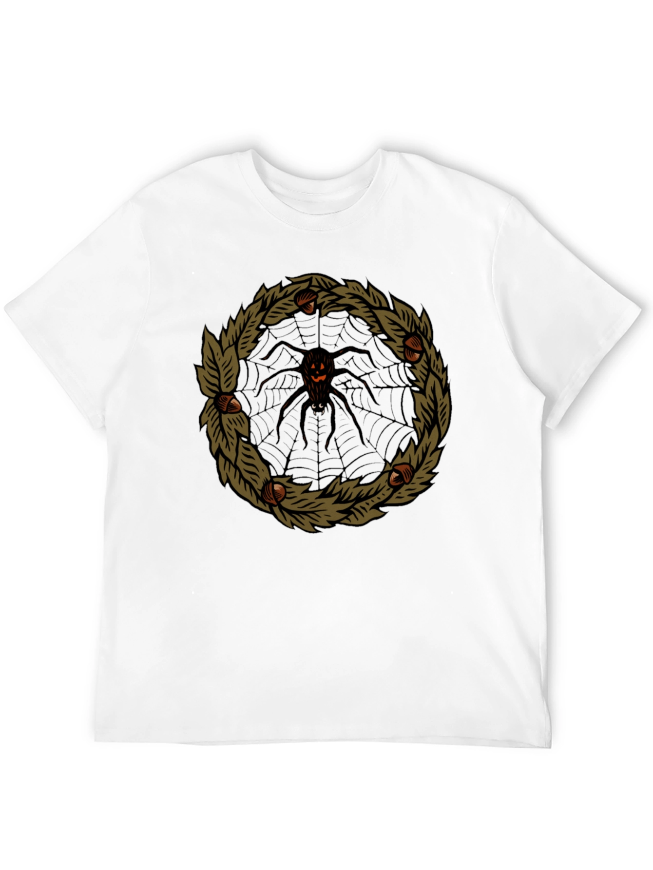 Halloween Spider Web Wreath Black T-Shirt